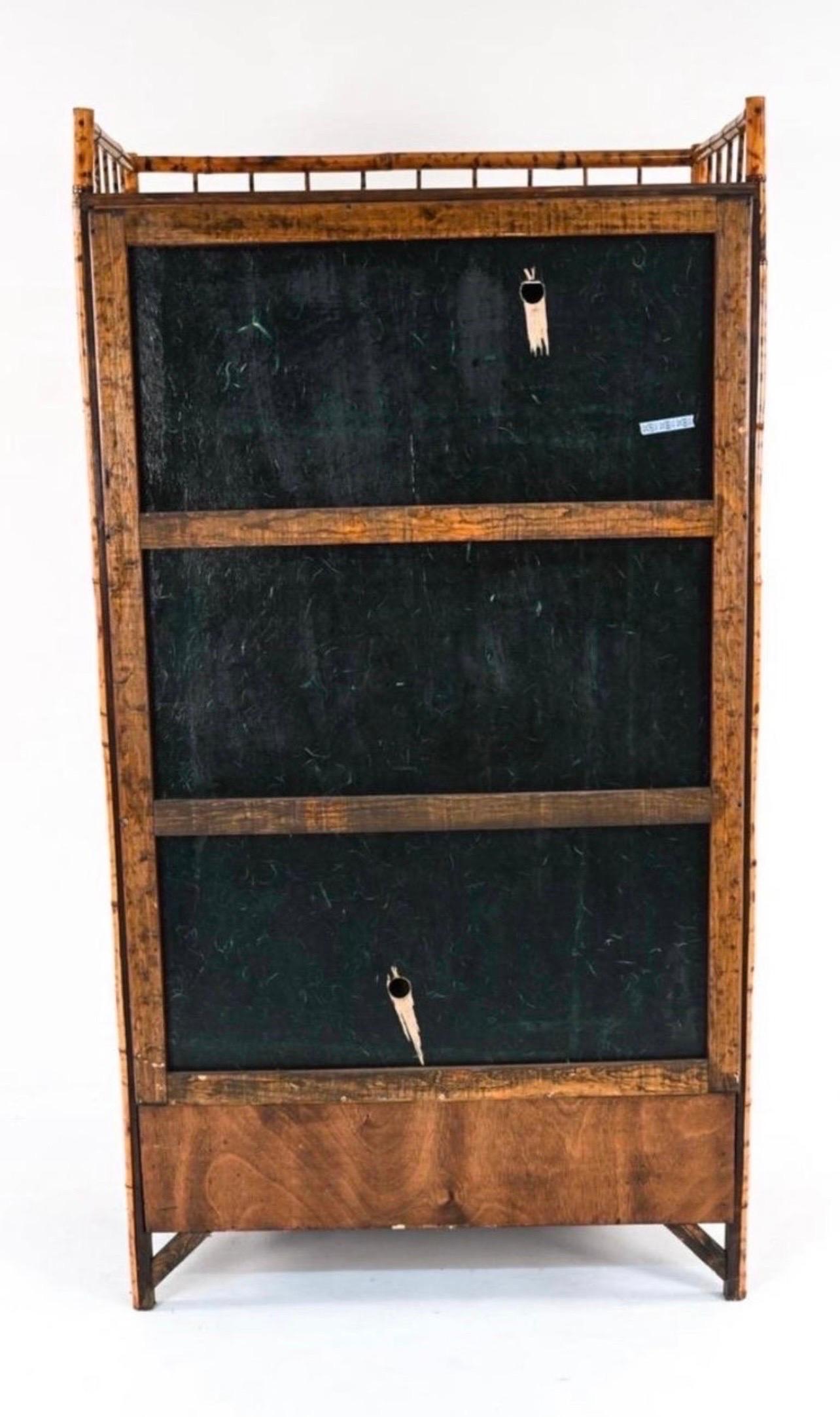 Tall Chinoiserie Bamboo and Decoupage Cabinet Armoire Wardrobe Linen Press 4