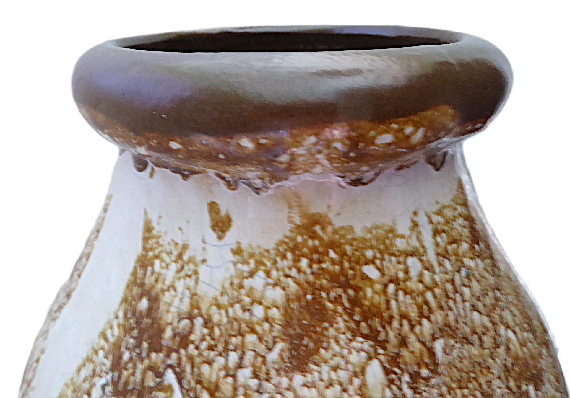 Vaso da terra alto con smalto lavico al cioccolato in ceramica anni '40 USA in vendita 3