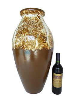 Tall Chocolate Lava Glaze Floor Vase Pottery 1940s USA