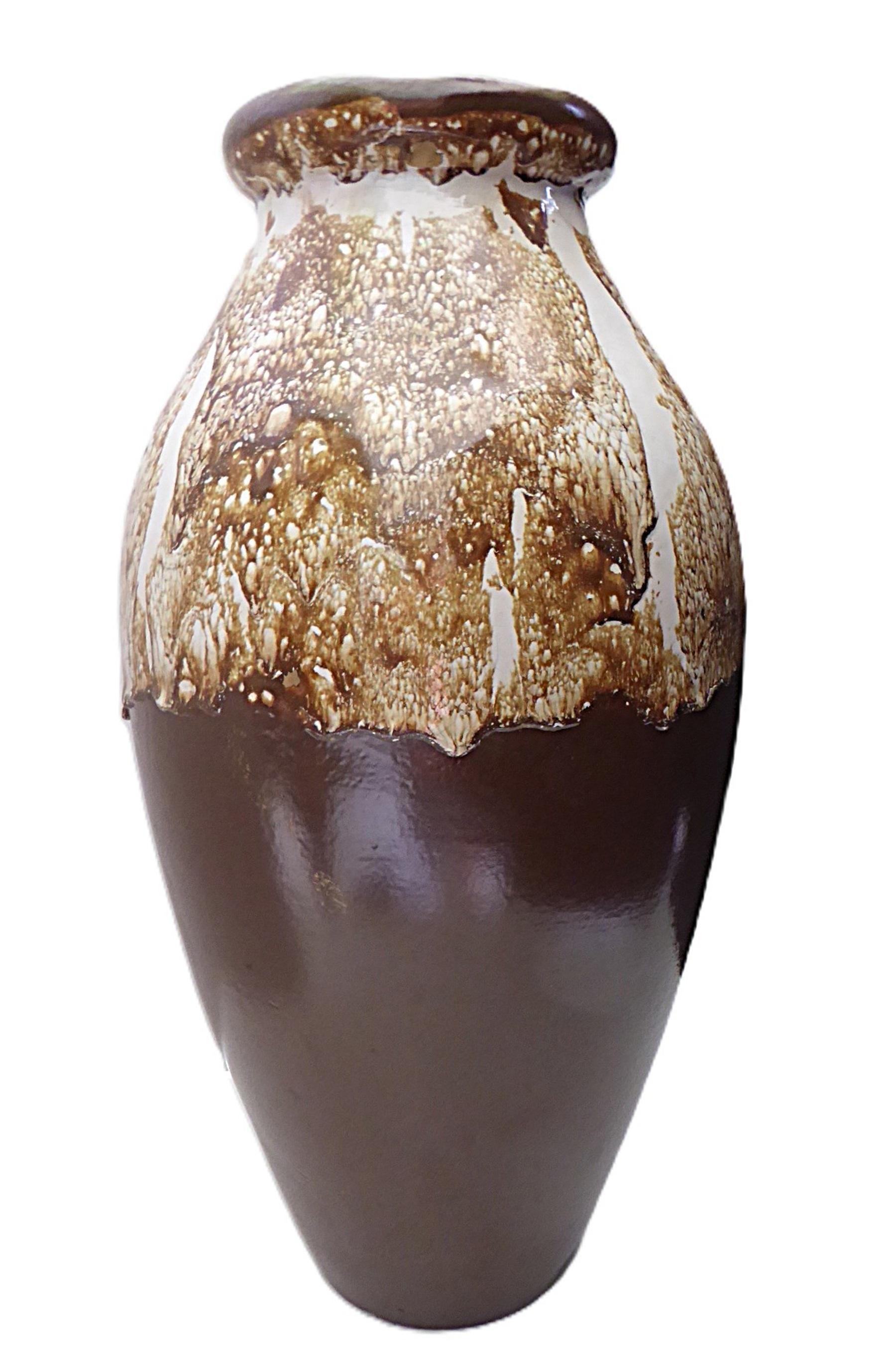 Vaso da terra alto con smalto lavico al cioccolato in ceramica anni '40 USA In condizioni buone in vendita a Miami, FL