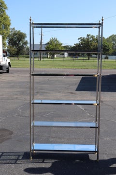 Tall Chrome and Brass Maison Jansen Style Louis XVI Dircetoire Etagere