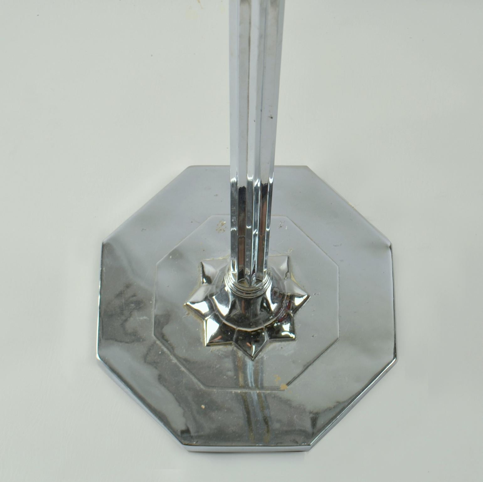 Mid-20th Century Tall Chrome French Art Deco Floor Lamp For Sale