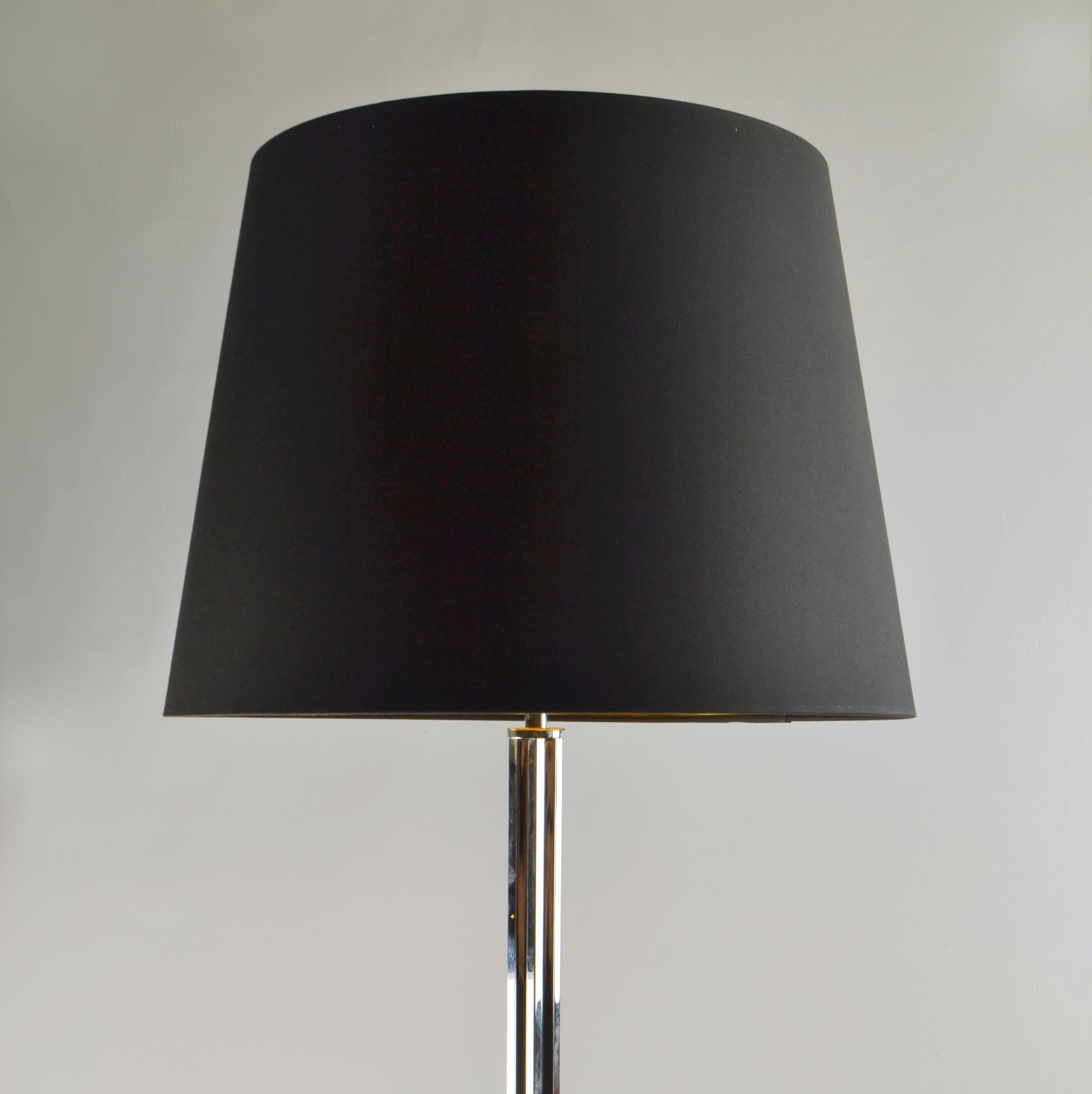 Tall Chrome French Art Deco Floor Lamp For Sale 1