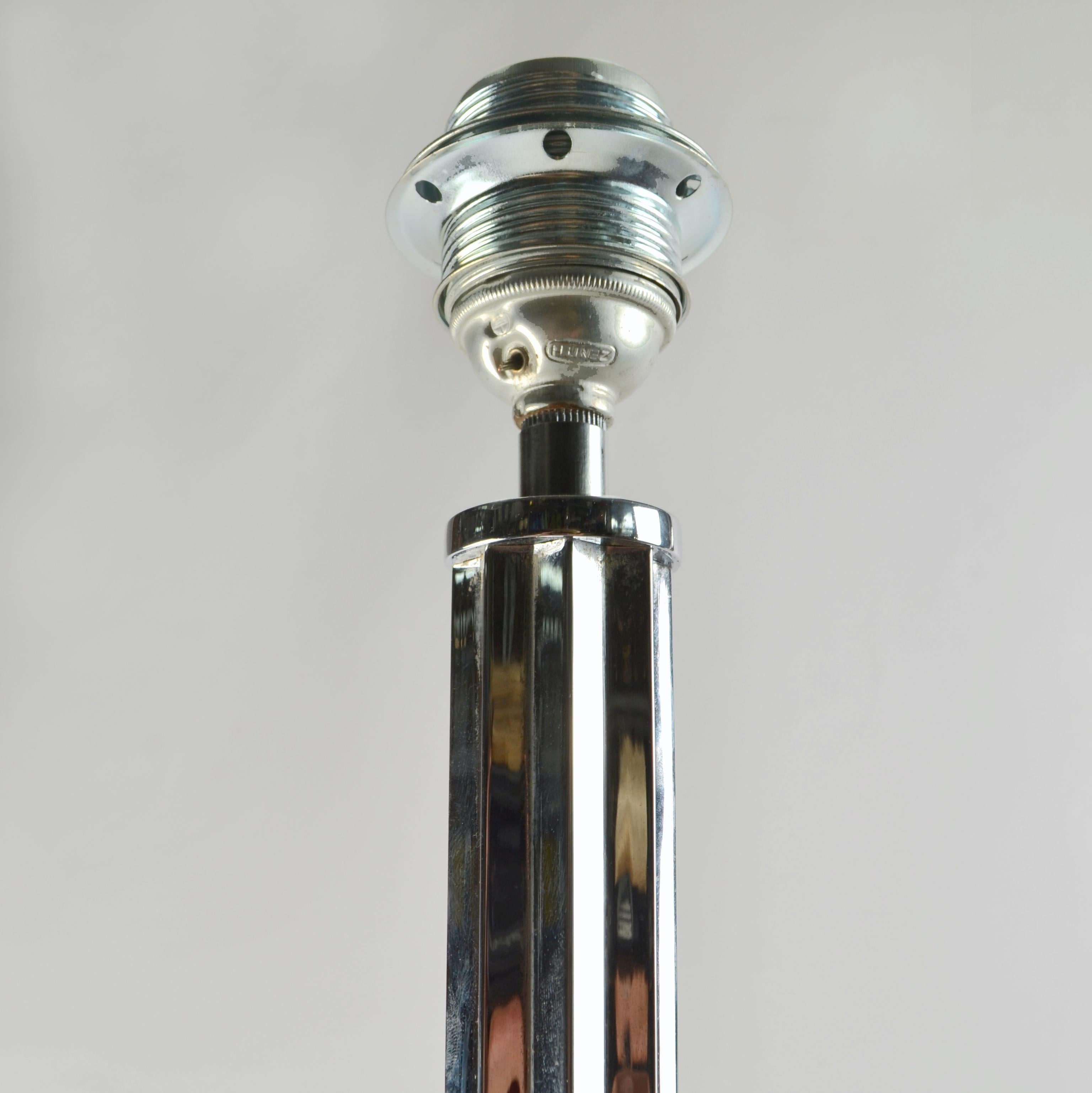 Tall Chrome French Art Deco Floor Lamp For Sale 2