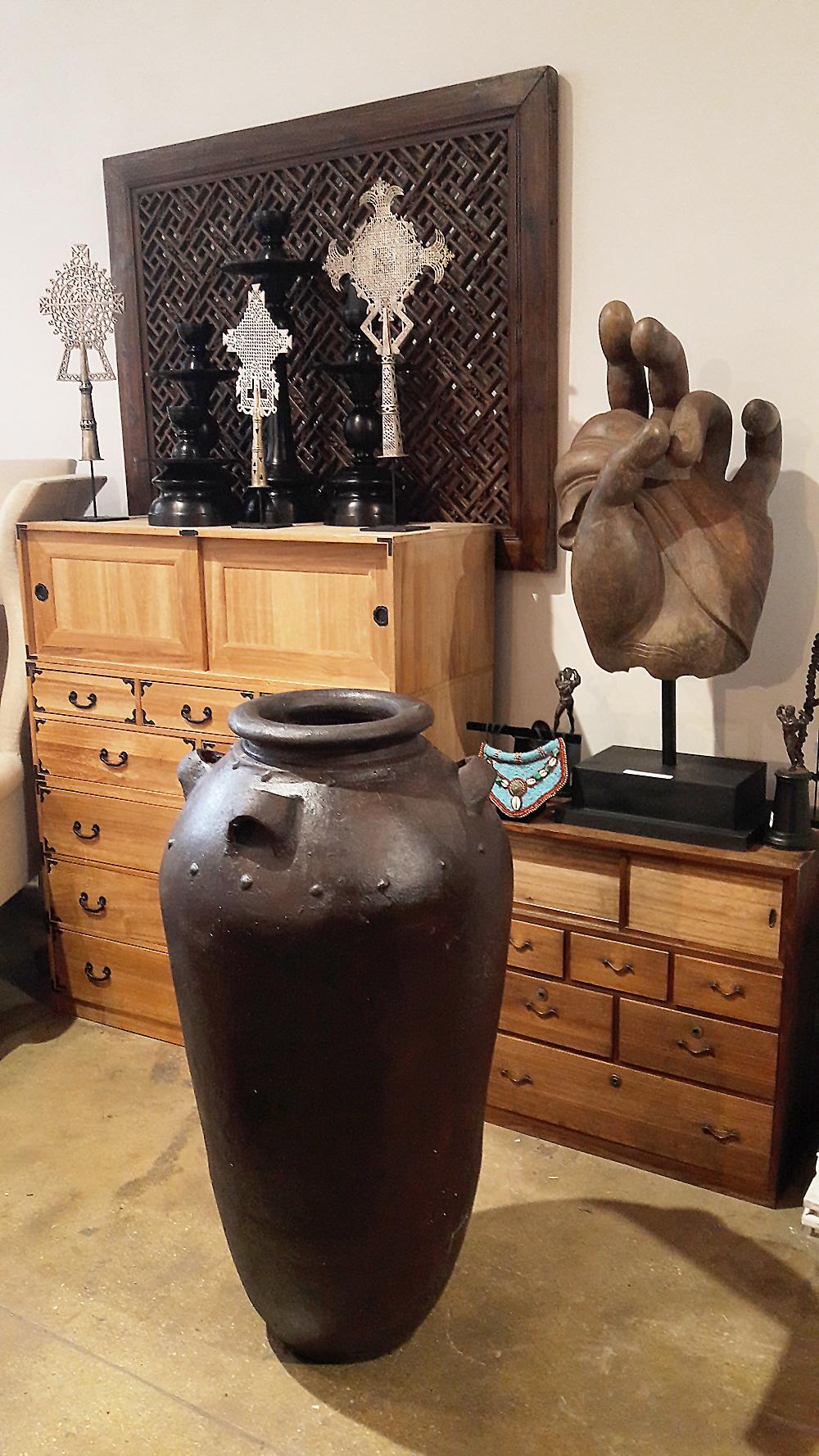 Contemporary Tall Clay Jar from Indonesia