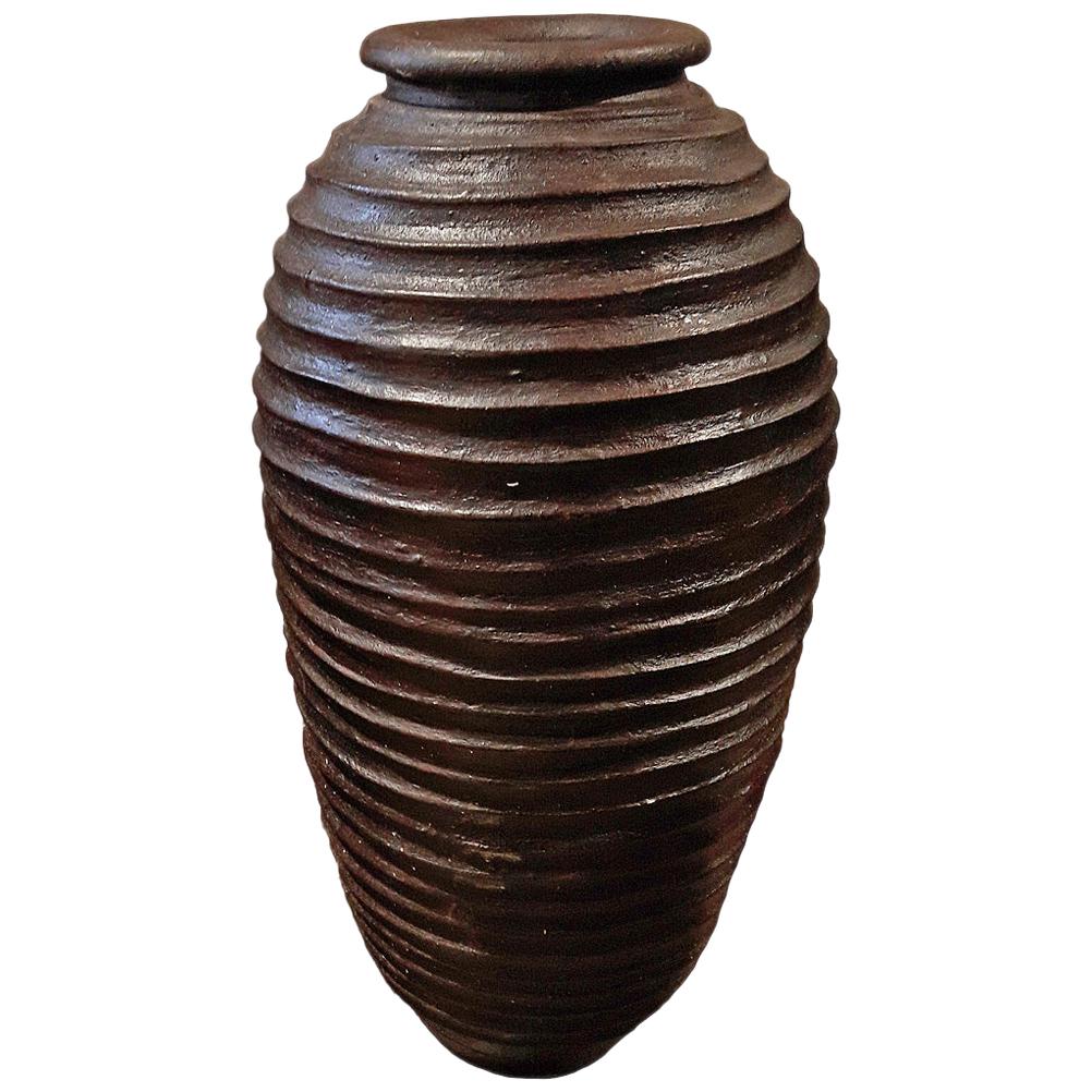 Tall Clay Jar from Indonesia For Sale