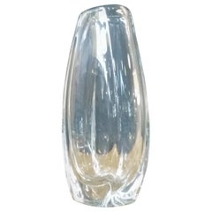 Tall, Clear Glass Leaded Crystal Vase in the style of Orrefors  Sweden