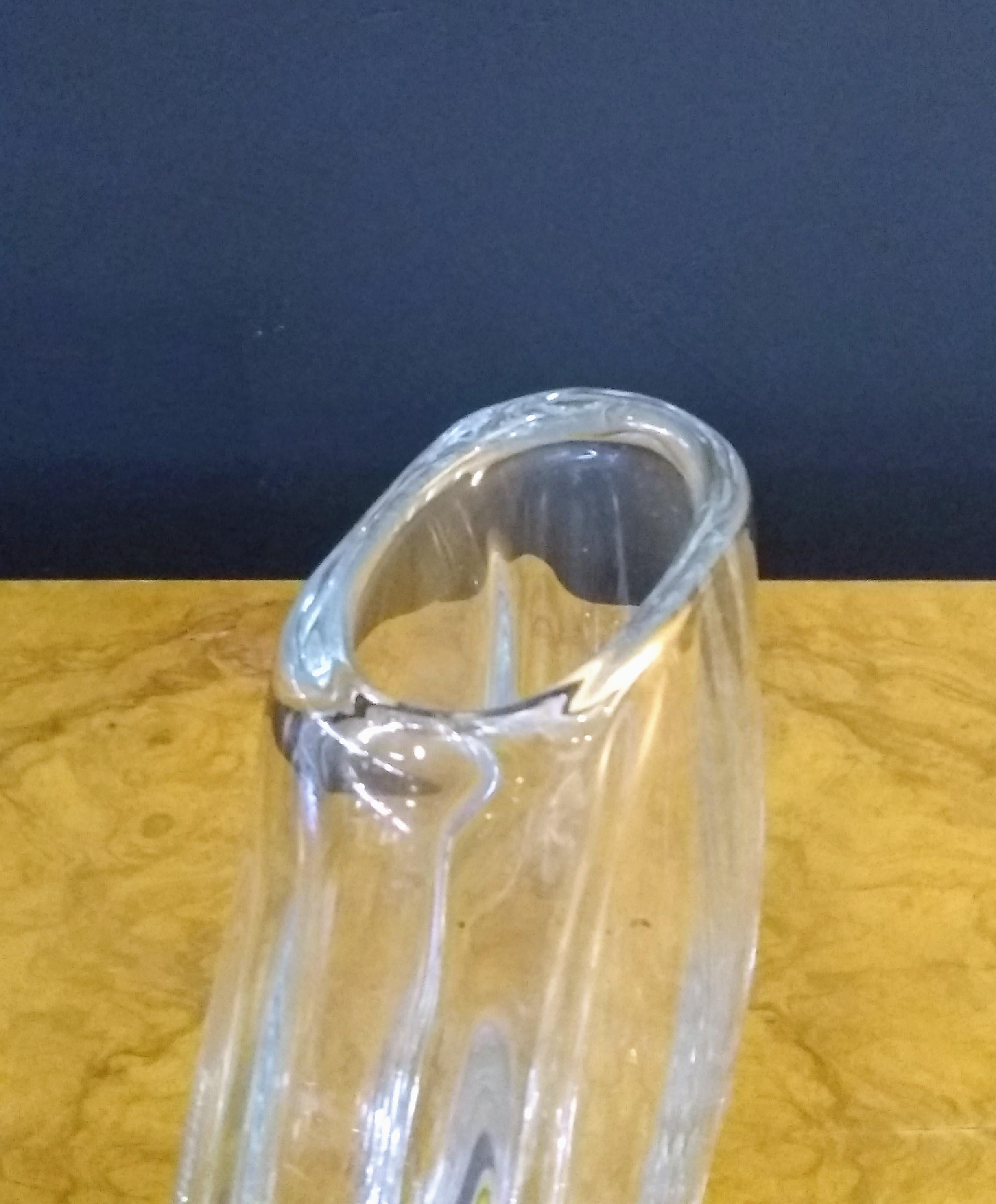 Tall, Clear Glass Leaded Crystal Vase in the Style of Orrefors Sweden In Good Condition For Sale In Denver, CO
