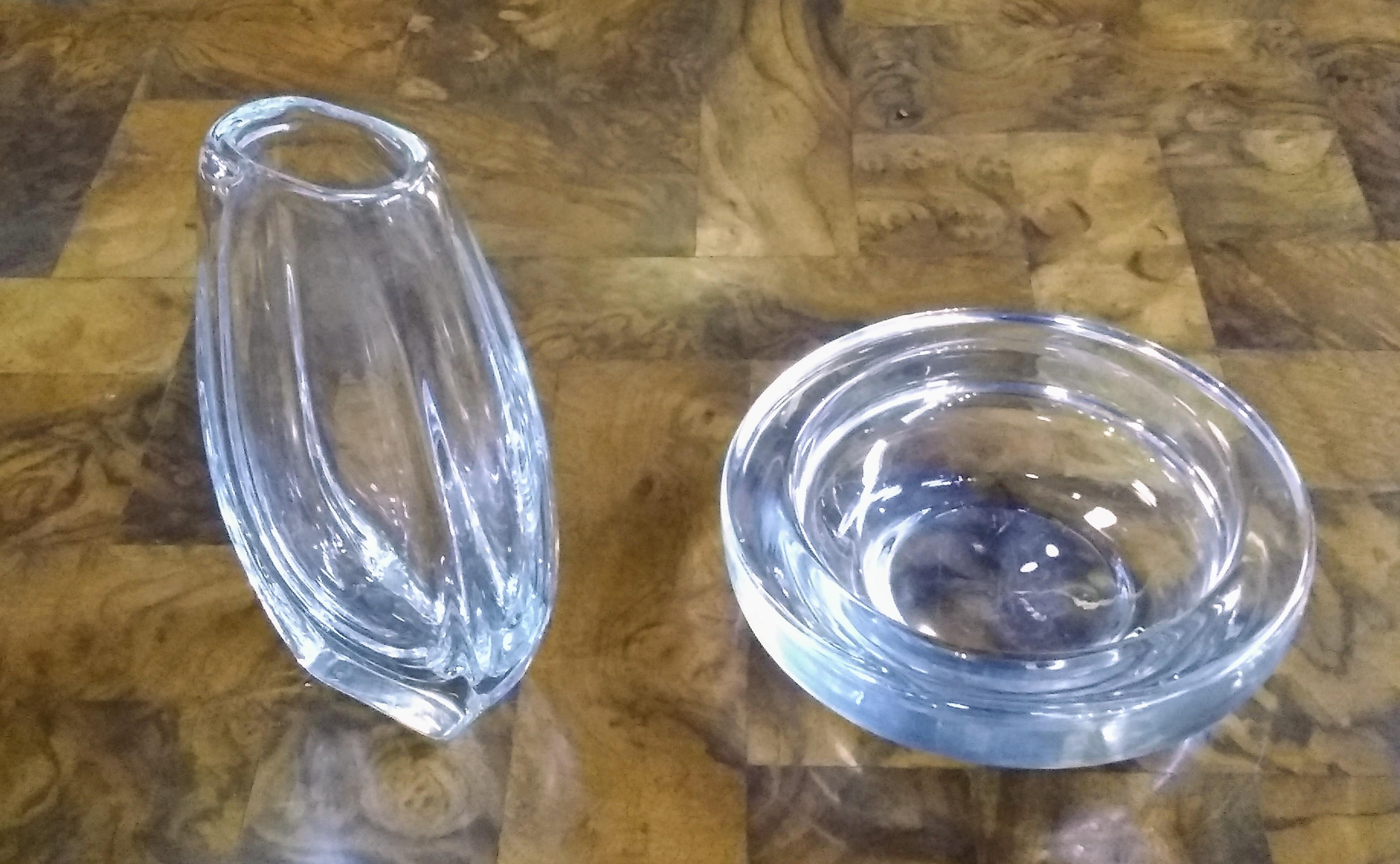 Late 20th Century Tall, Clear Glass Leaded Crystal Vase in the Style of Orrefors Sweden For Sale