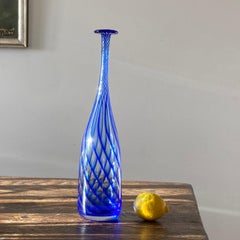 Tall Cobalt Blue Holmegaard Art Glass Vase, Mid-Century Modern
