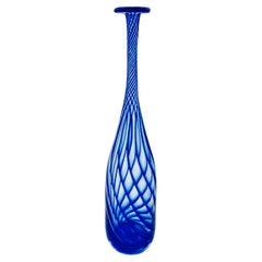 Tall Cobalt Blue Holmegaard Art Glass Vase, Mid-Century Modern