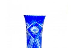 Tall Cobalt Crystal Vase, Poland, 1960s