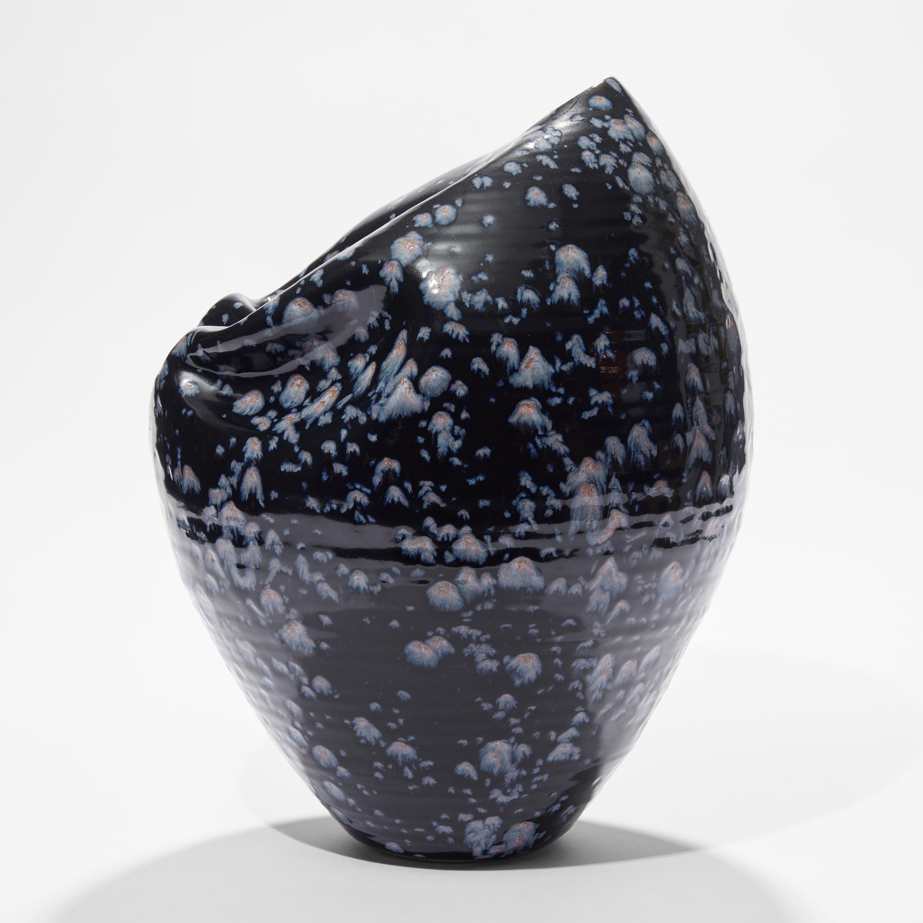 Organic Modern Tall Collapsed Form in Galactic Blue No 92, vessel by Nicholas Arroyave-Portela For Sale