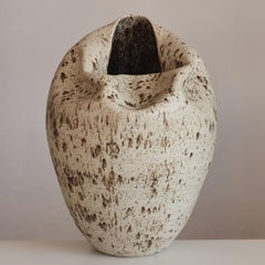 Tall Collapsed Form with White Speckled Glaze No.93, Large Ceramic Sculpture