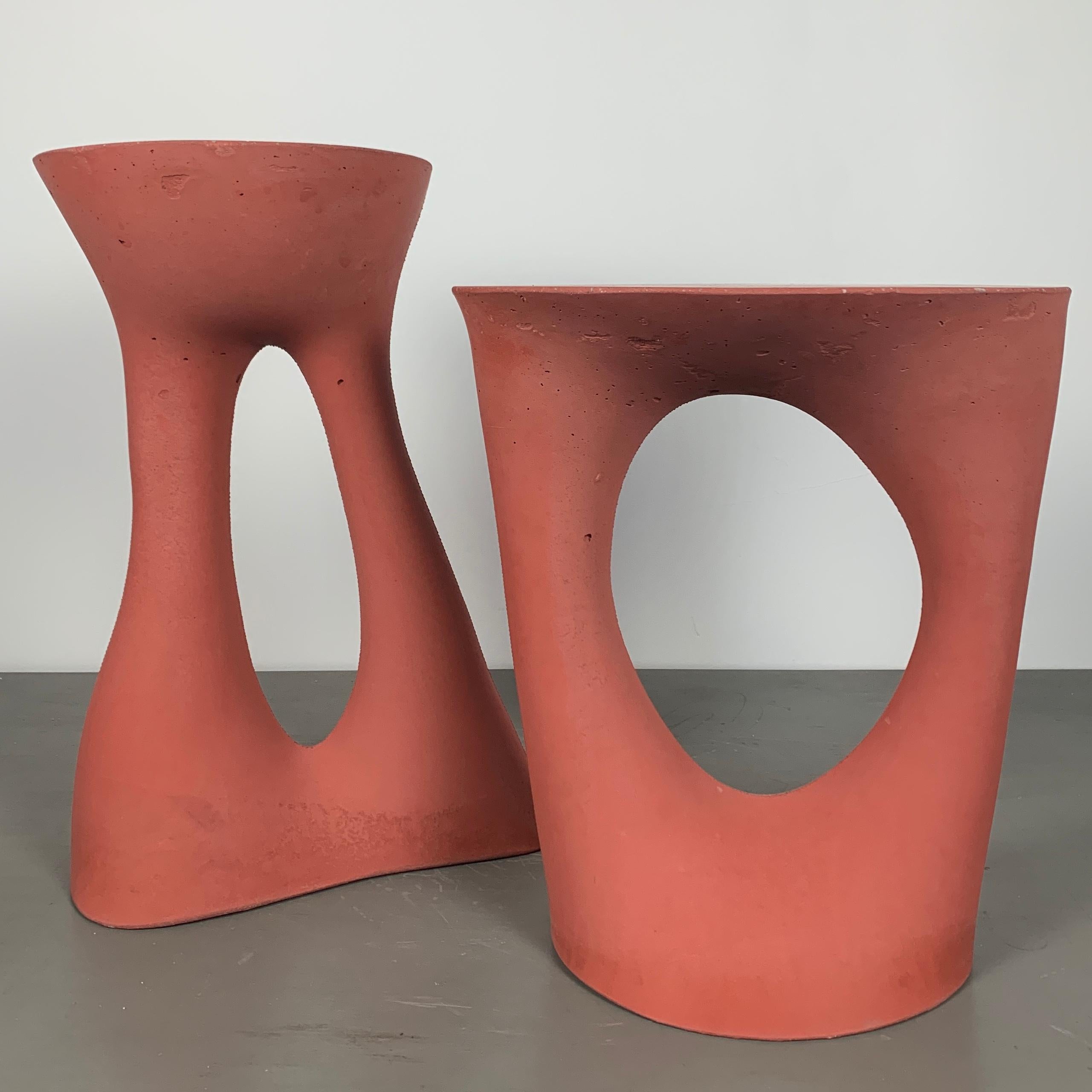 Modern Tall Concrete Kreten Side Tables in Red from Souda, Factory 2nd