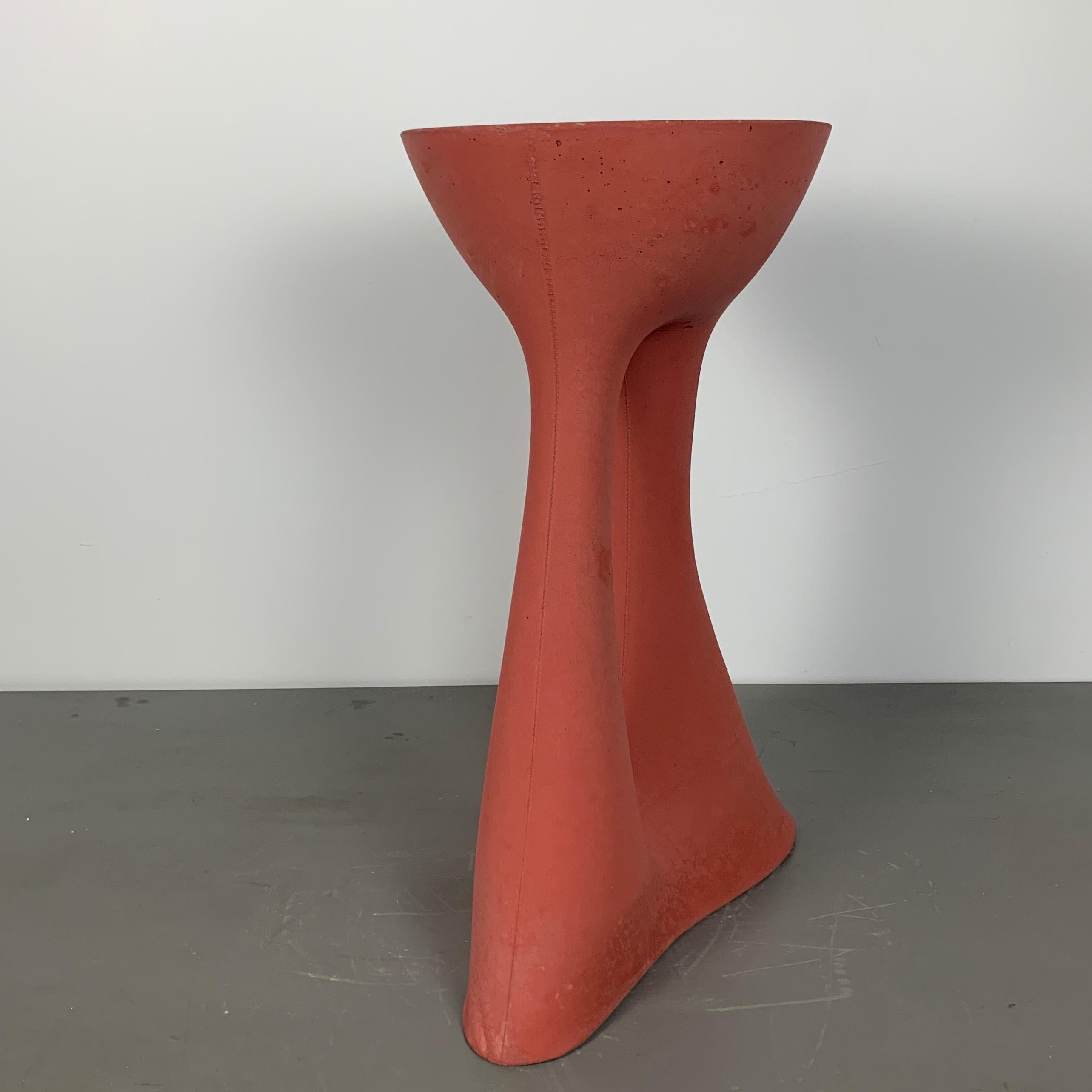 Tall Concrete Kreten Side Tables in Red from Souda, Factory 2nd In Fair Condition In Brooklyn, NY