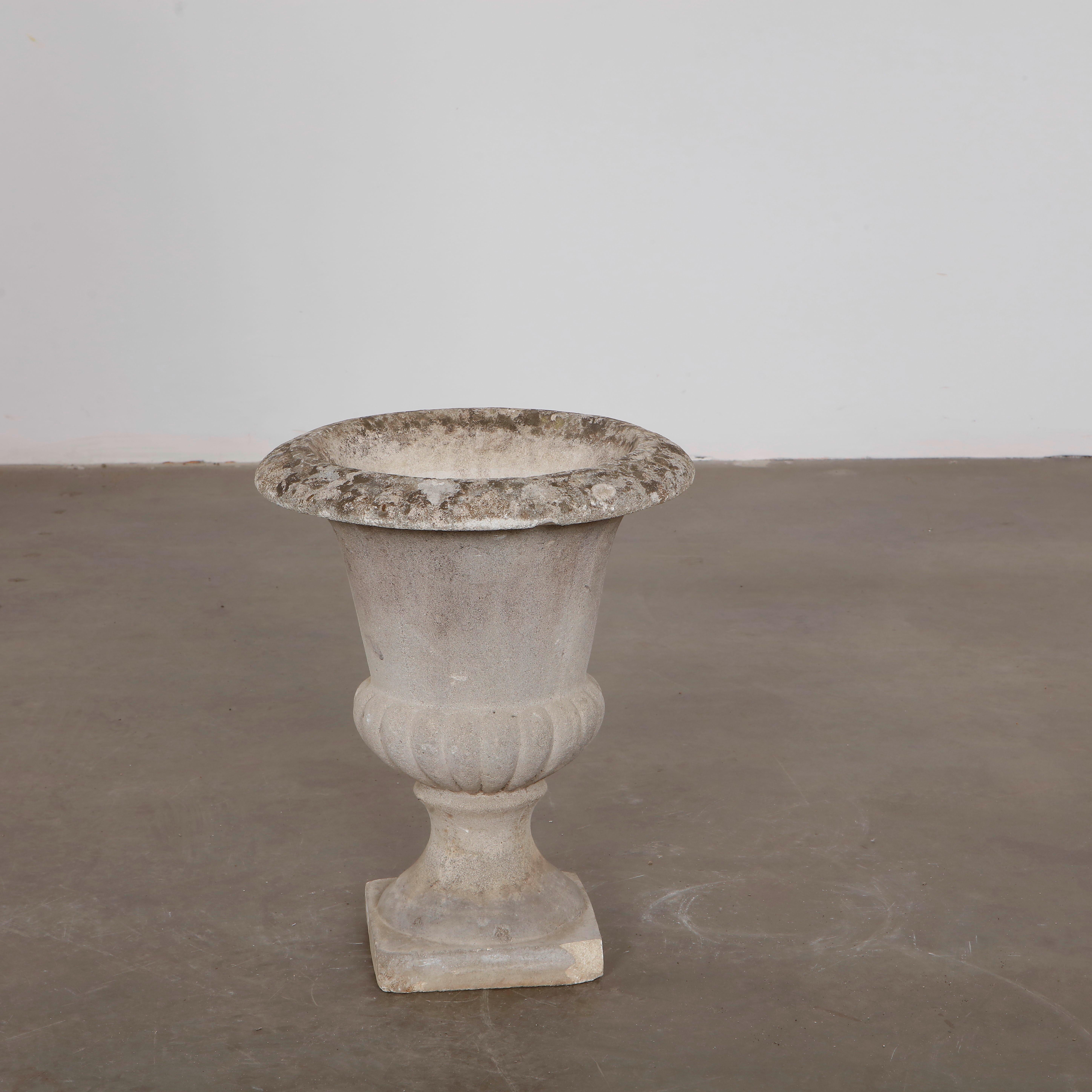 French Tall Concrete Urn Planter For Sale