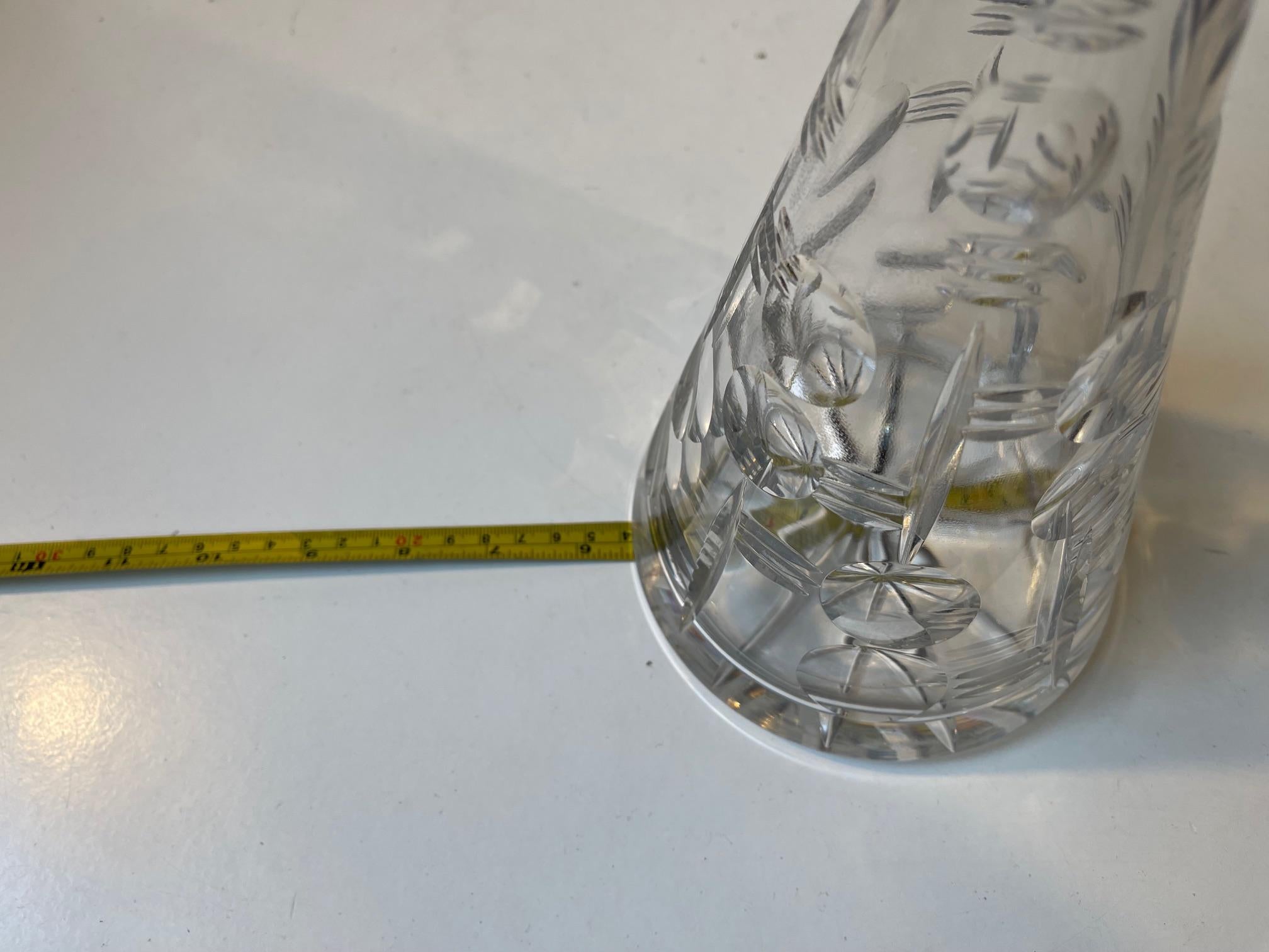 Decantador Alto Cónico de Cristal Tallado Art Decó de Holmegaard en venta 1