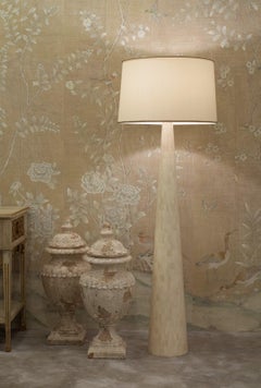 Tall Conical Floor Lamp in Bone Marquetry, Nima