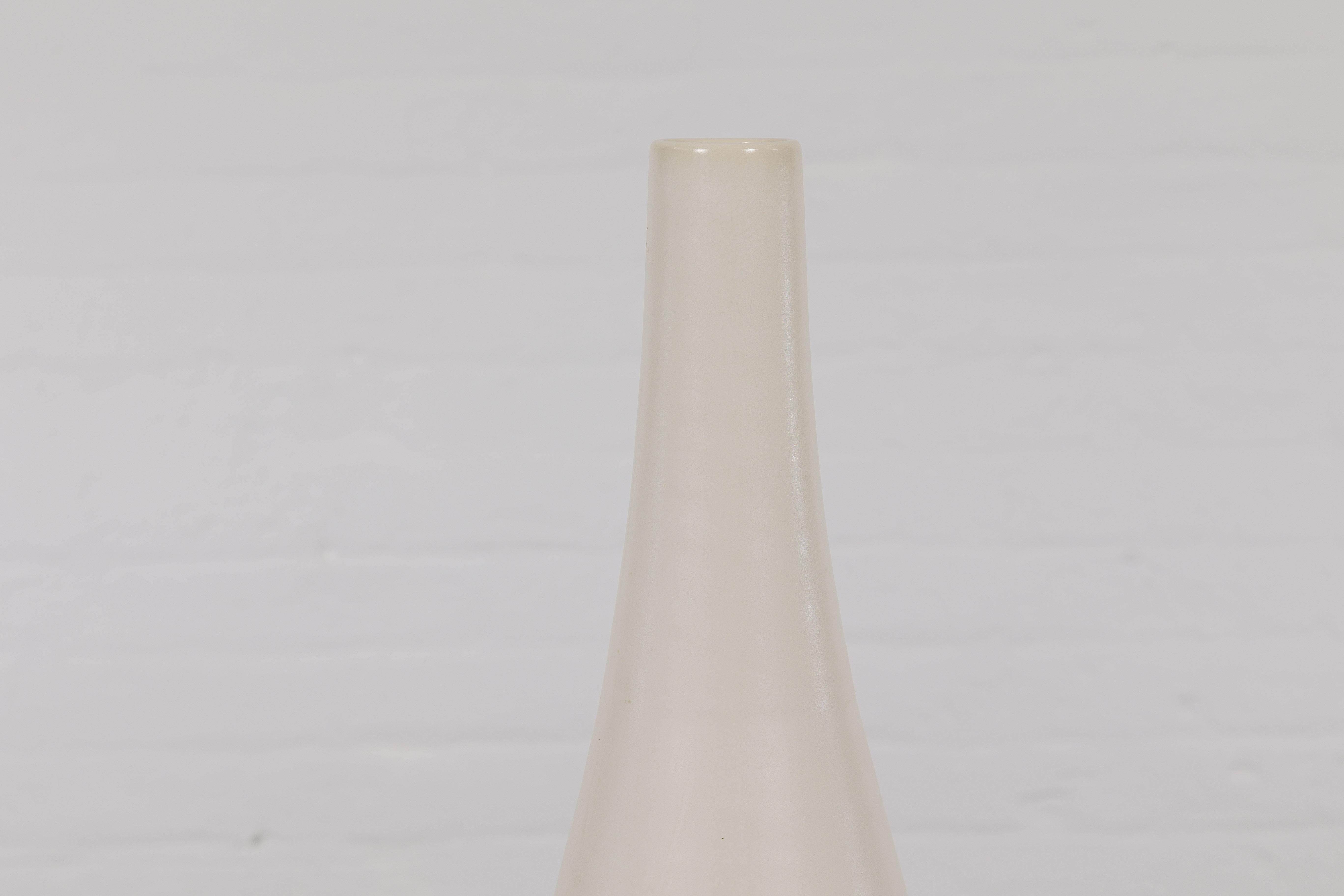 Tall Contemporary Artisan-Made Vase with Cream Glaze and Slender Silhouette In Good Condition For Sale In Yonkers, NY