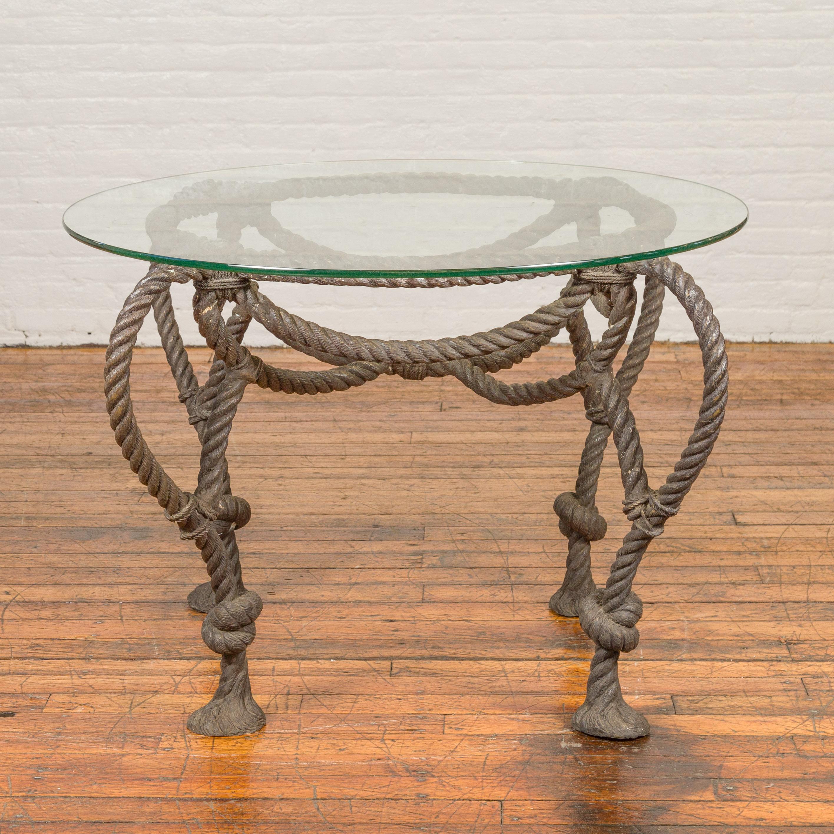 Mid-Century Modern Grande table contemporaine en bronze à cordes à la manière de Fournier ou Jansen en vente