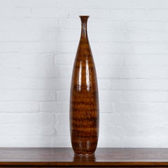 Tall Contemporary Chiang Mai Northern Thai Brown Vase from the Prem Collection