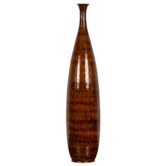 Tall Contemporary Chiang Mai Northern Thai Brown Vase from the Prem Collection