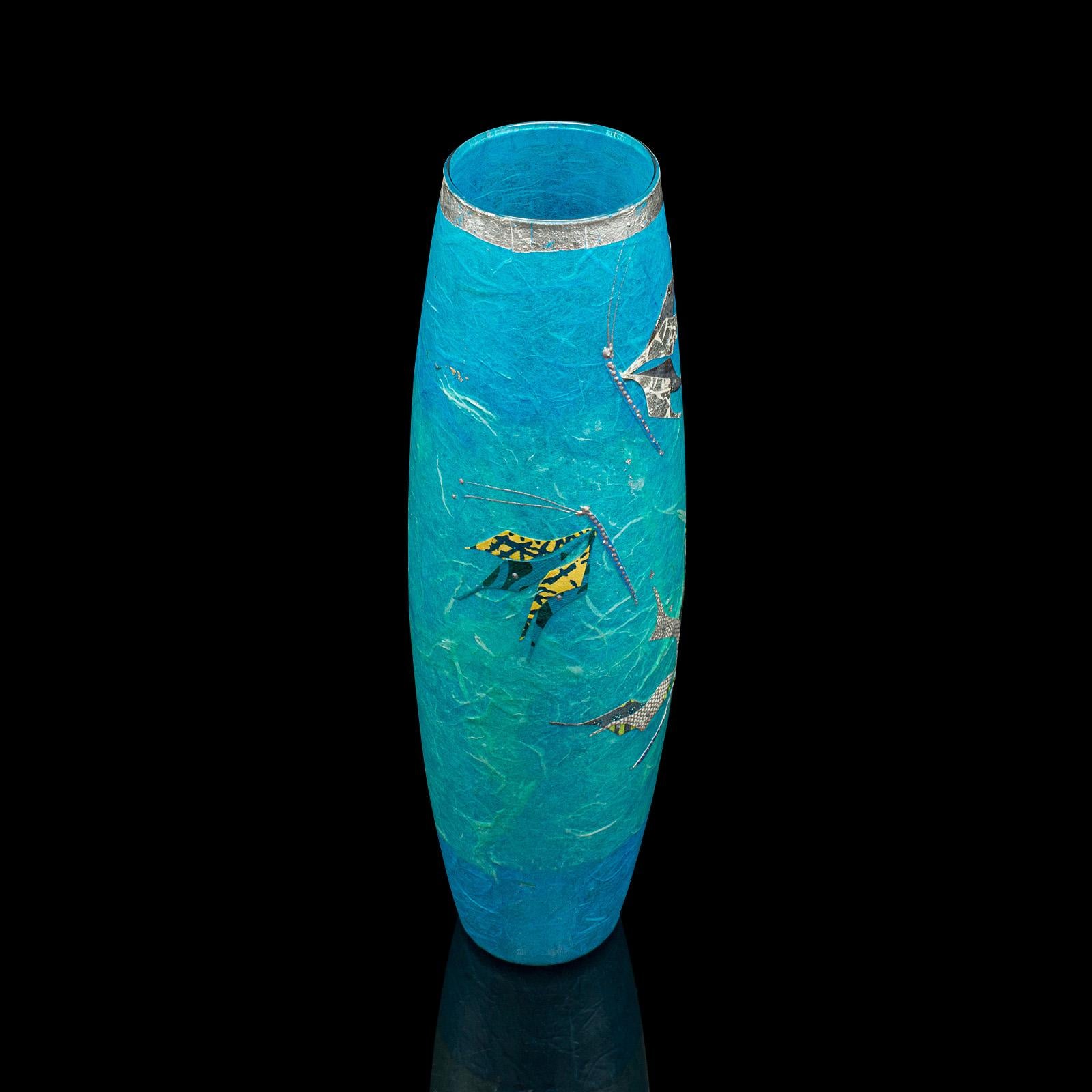 Tall Contemporary Decorative Flower Sleeve, English, Art Glass, Straw Silk Vase For Sale 1