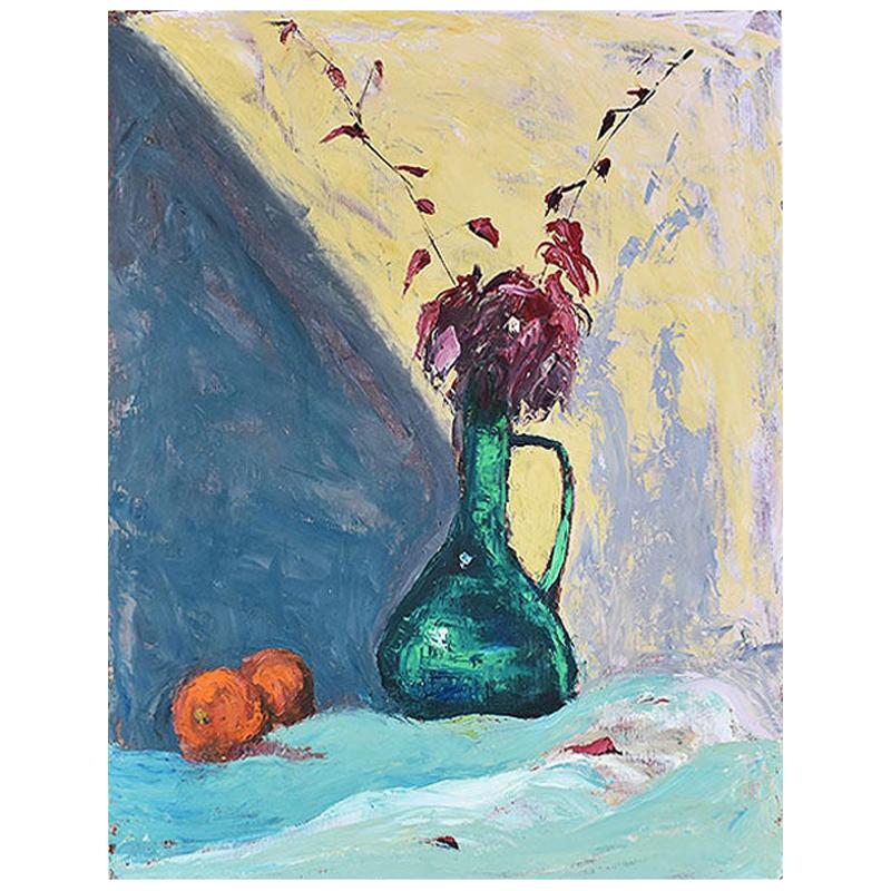 Tall Contemporary Floral Still Life Painting by Clair Seglem For Sale