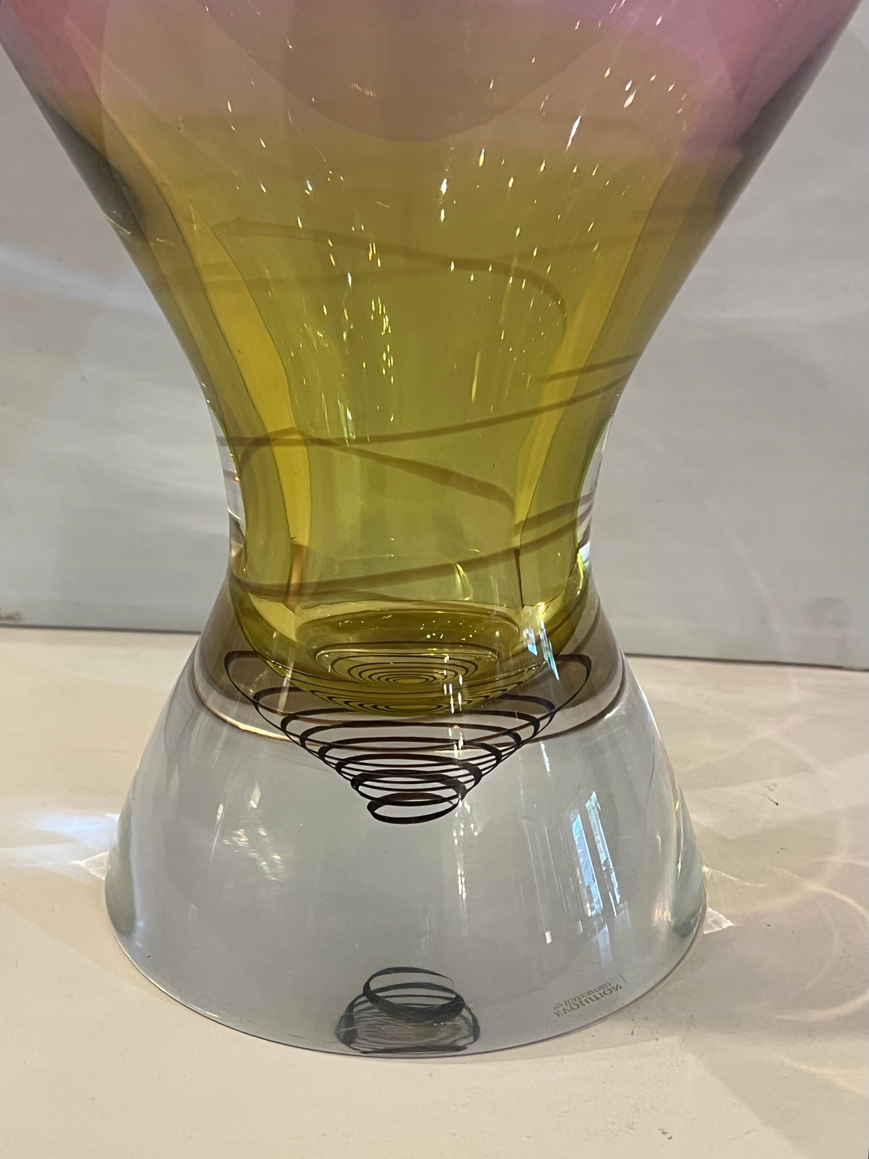Anglais Grand vase en verre AM Contemporary par Waterford Glass Evolution Line England en vente