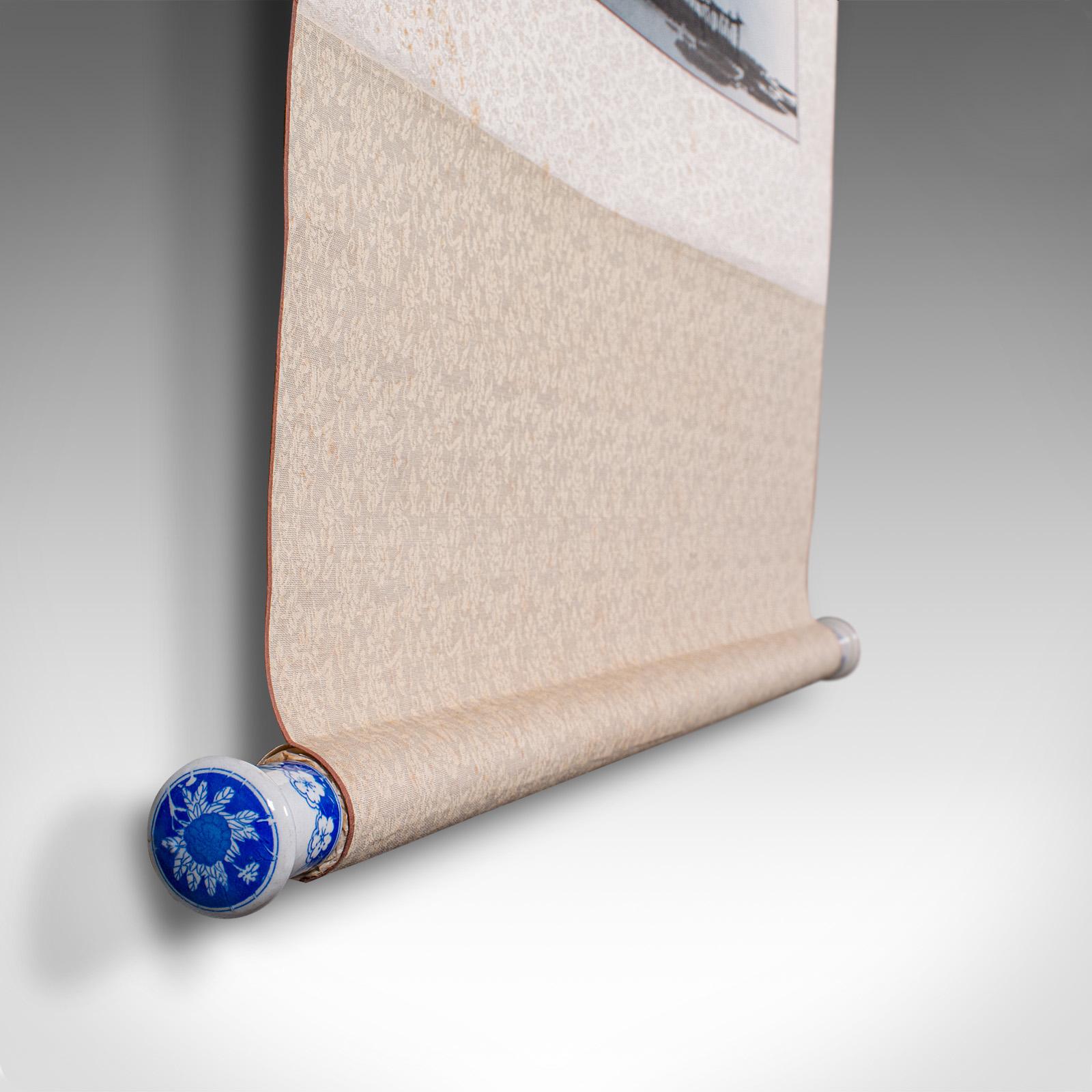 Tall Contemporary Ink Painting Scroll, Chinese, Silk Cotton, Ceramic, Wall Art For Sale 5