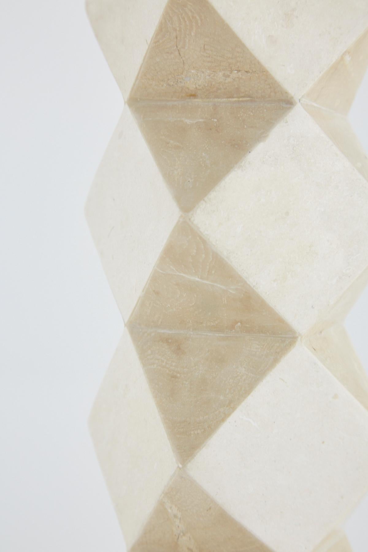 Tall Convertible Faceted Postmodern Tessellated Stone Candlestick or Vase, 1990s im Angebot 2