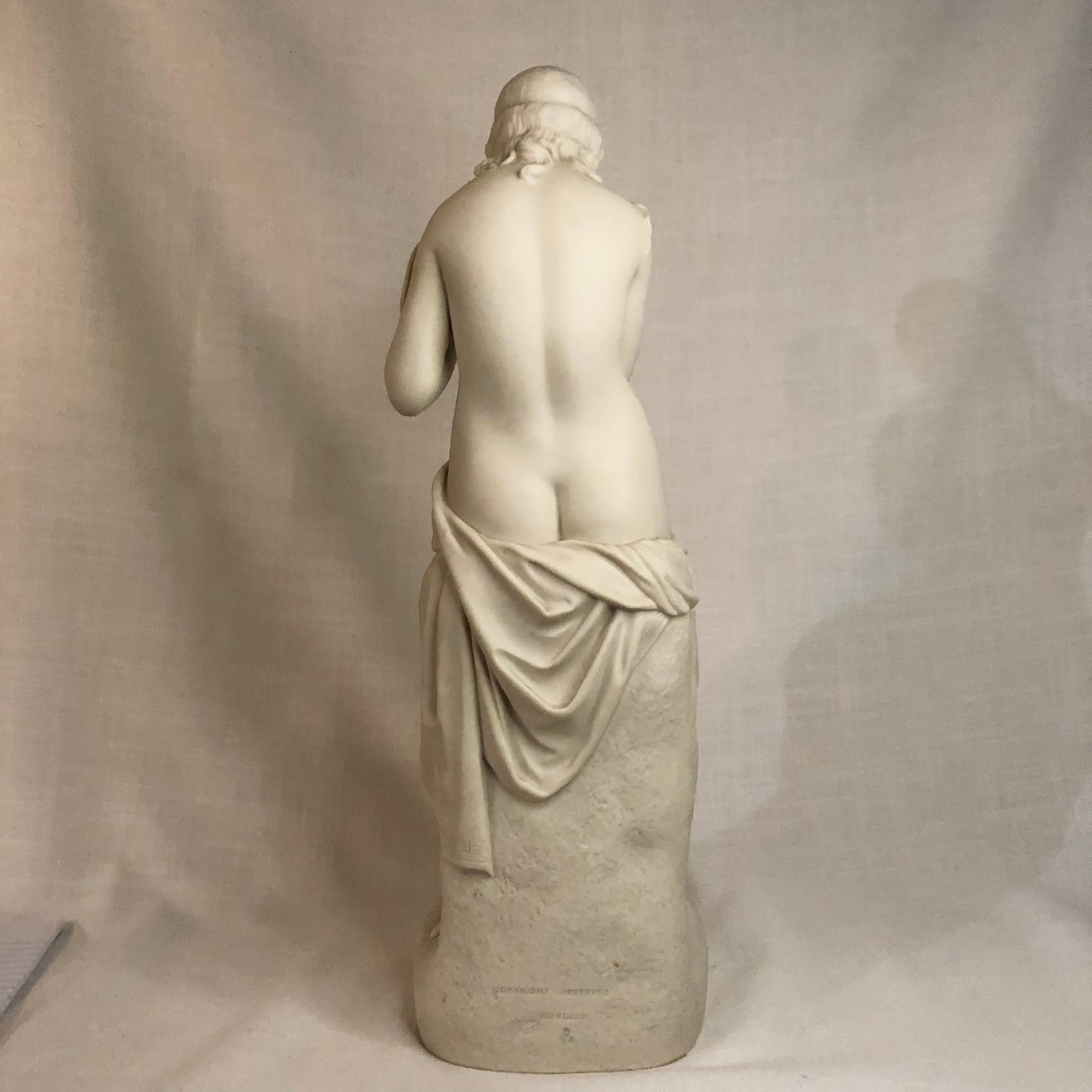Tall Copeland Parian Figure of Exquisite Lady Named Innocence Holding a Bird 4