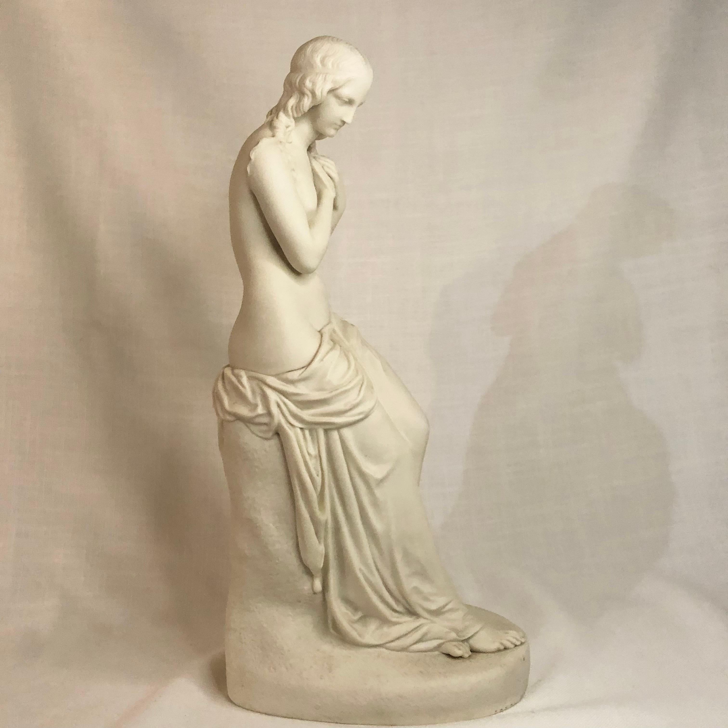 Tall Copeland Parian Figure of Exquisite Lady Named Innocence Holding a Bird 8