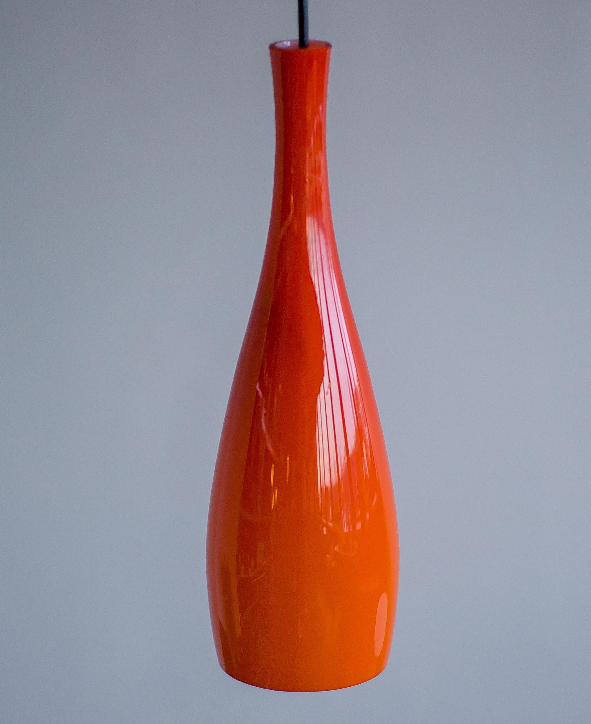 Tall Coral Glass Pendant by Jacob Bang for Fog & Mørup For Sale 1
