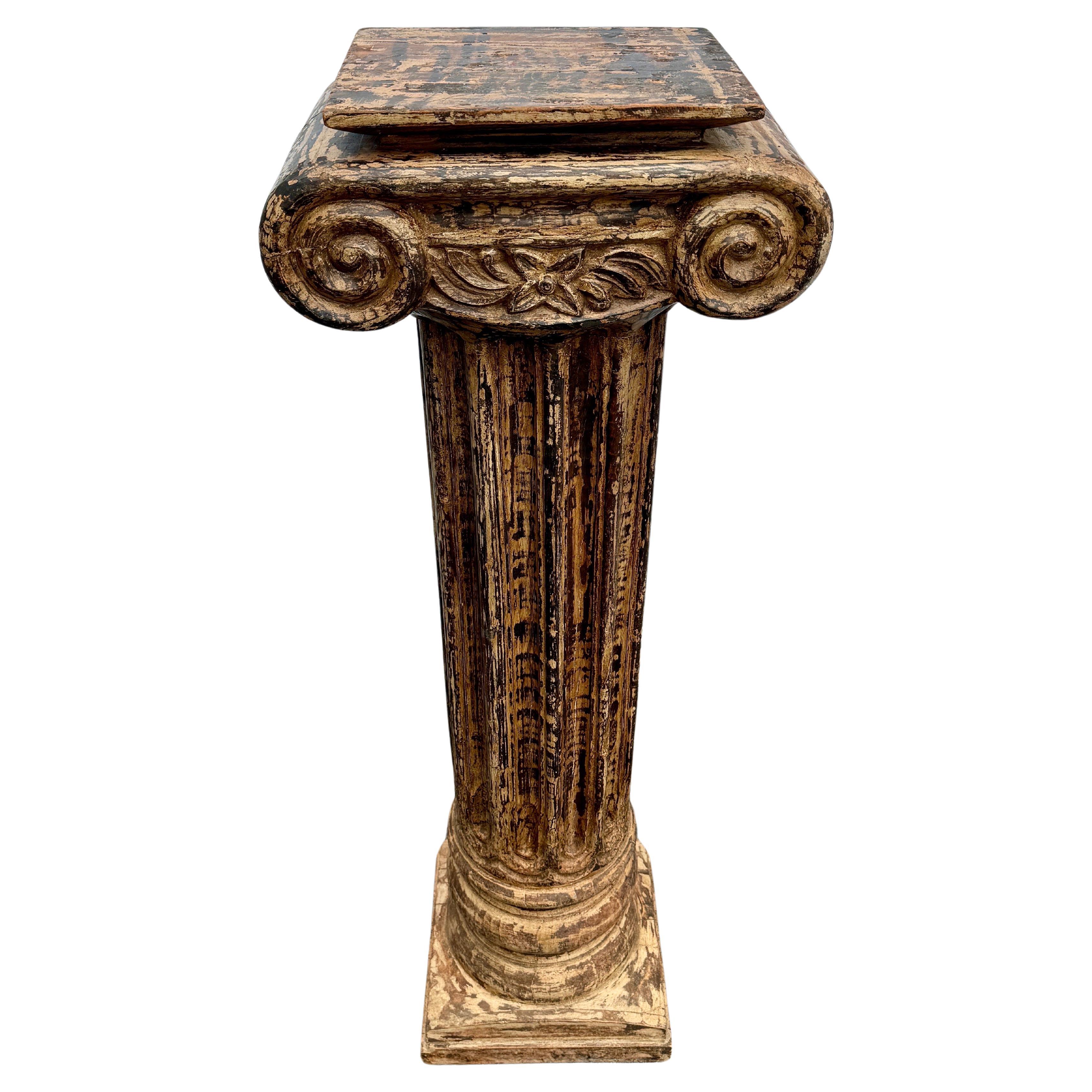 Tall Corinthian Column Wood Pedestal Stand