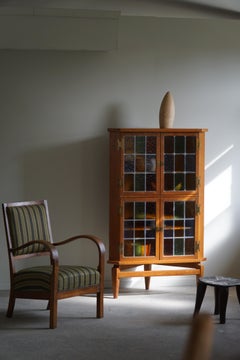 Tall Corner Cabinet in Oak & Glass by Henning Kjærnulf, Mid Century, 1960s