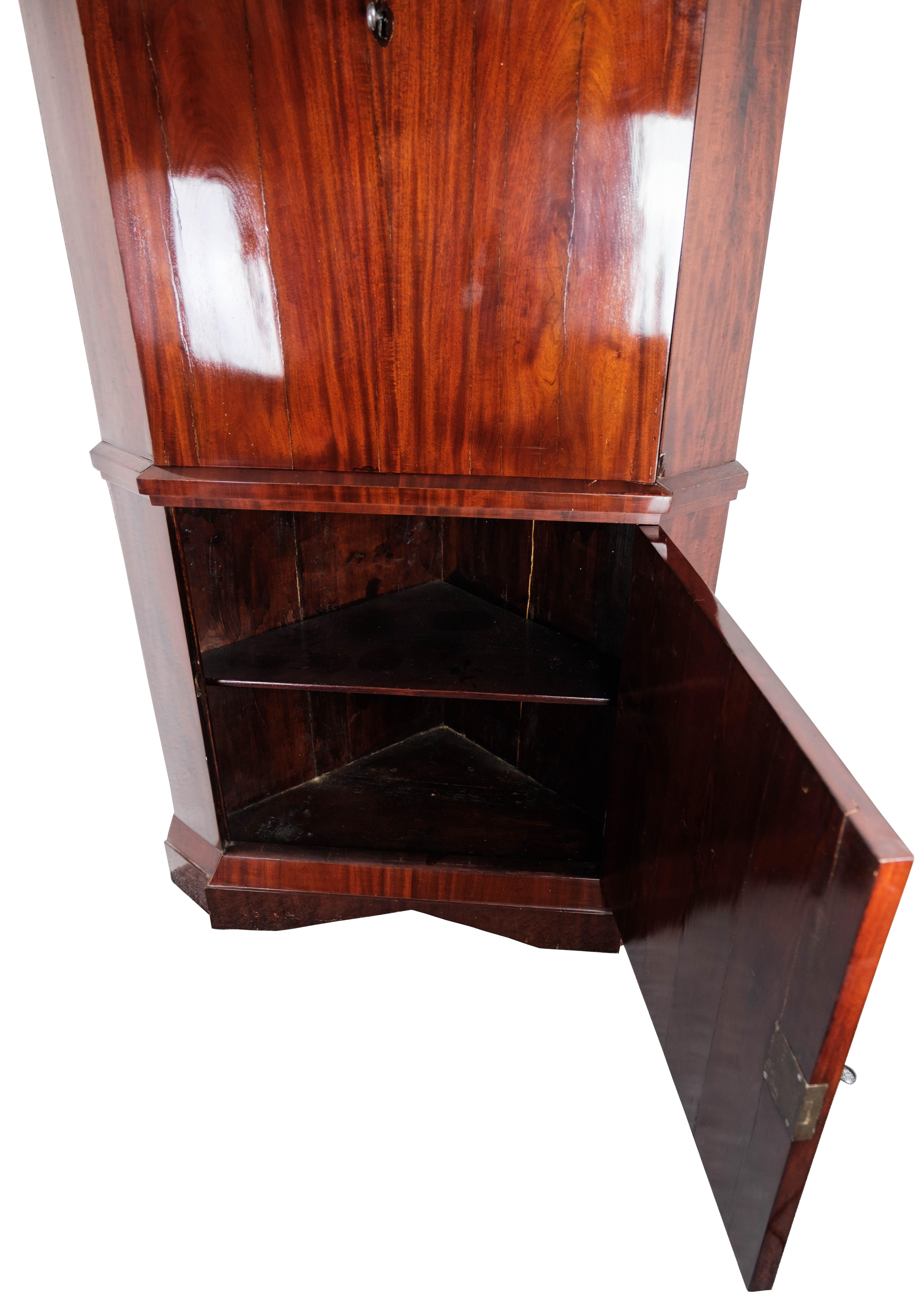 Tall Corner Cabinet/Secretaire in Mahogany, 1840s For Sale 3