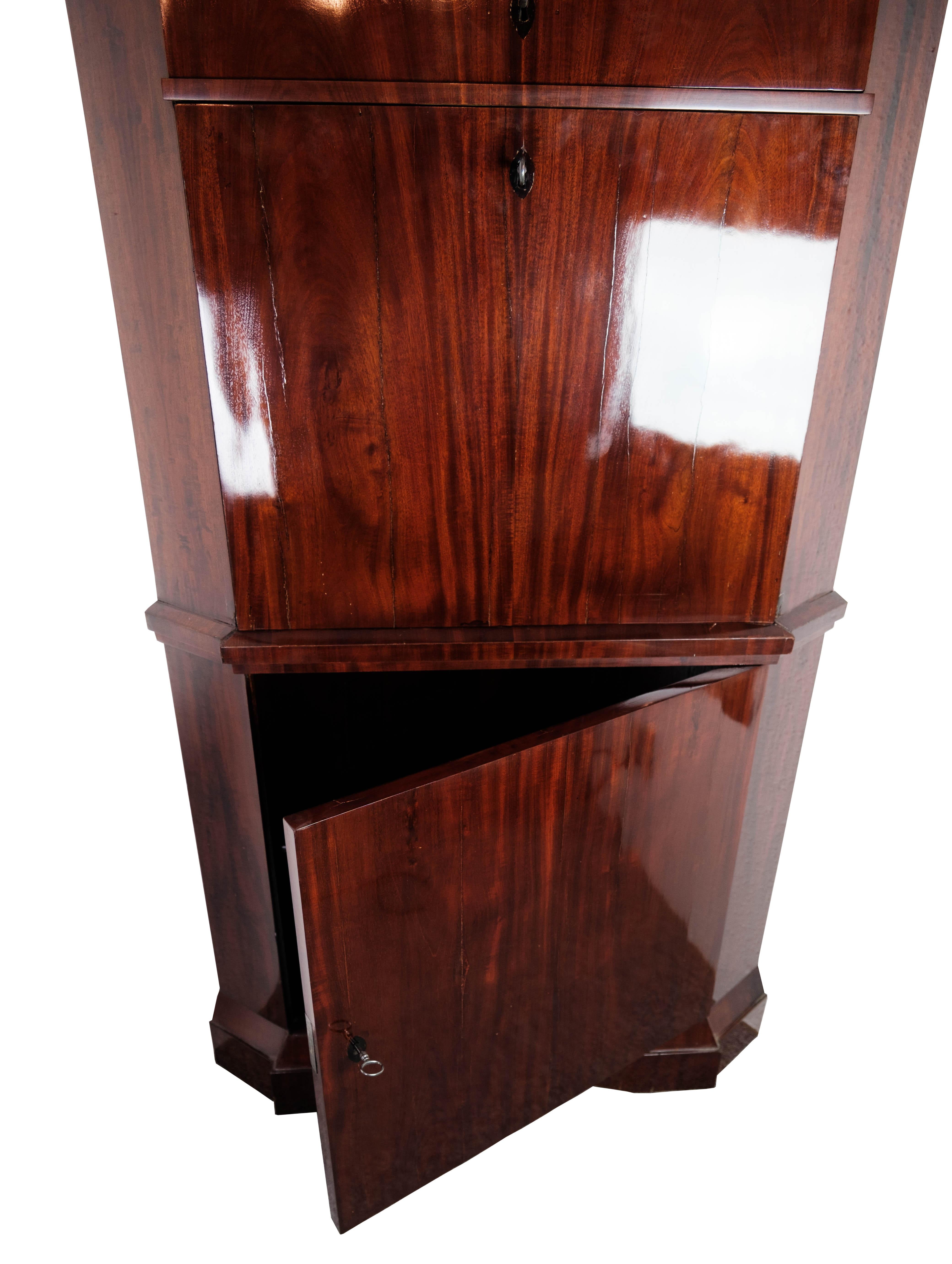 Tall Corner Cabinet/Secretaire in Mahogany, 1840s For Sale 4
