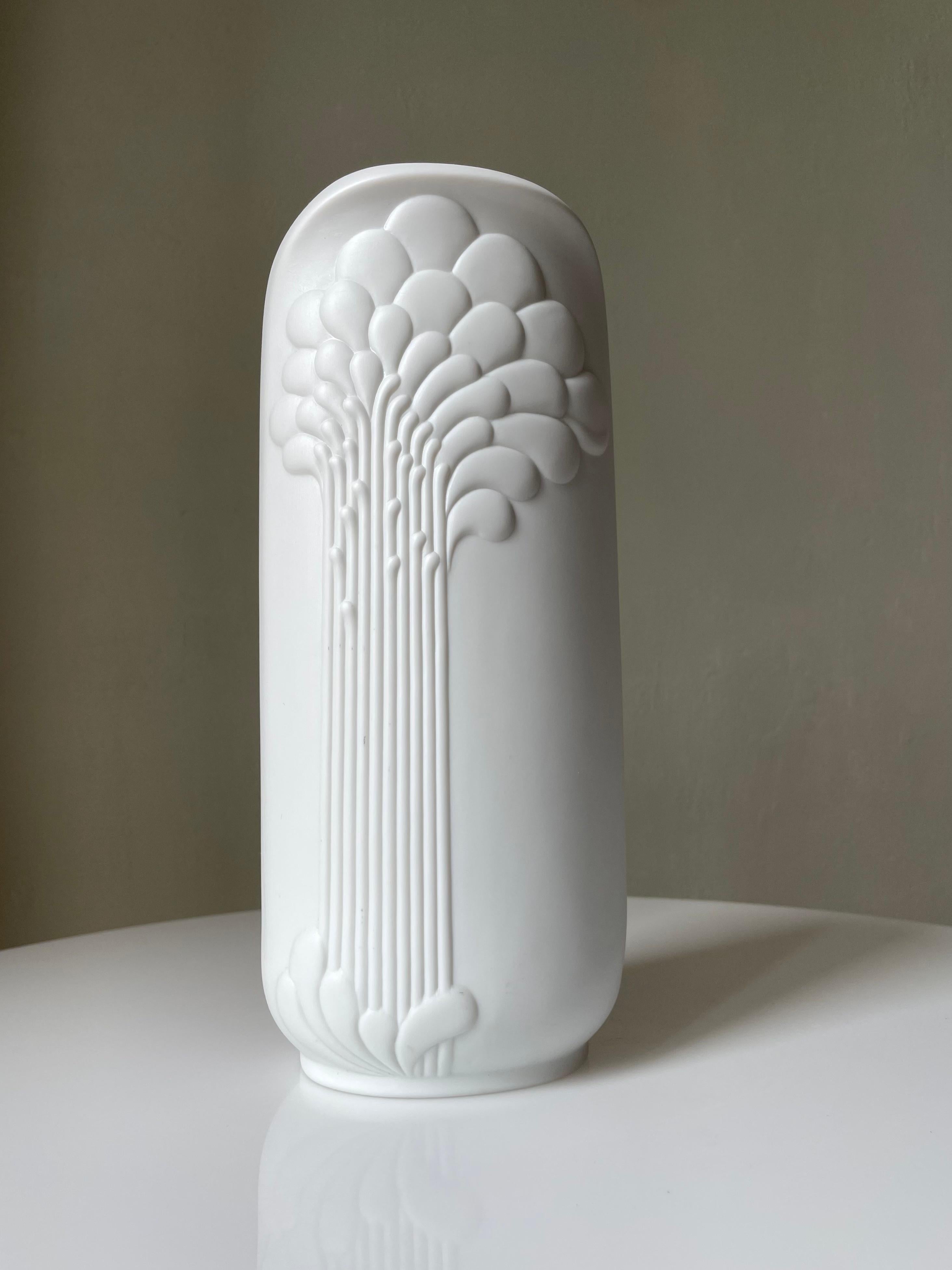 Unglazed Michaela Frey for Kaiser Tall White Art Deco Bisque Porcelain Vase, 1960s For Sale