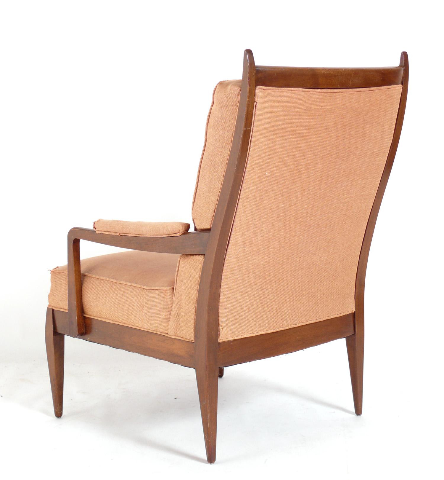 Mid-Century Modern Tall Curvaceous Antler Back Lounge Chair Refinished Reupholstered in Your Fabric For Sale