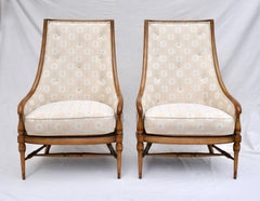 Tall Curved Back Lounge Chairs by Tomlinson, Pair