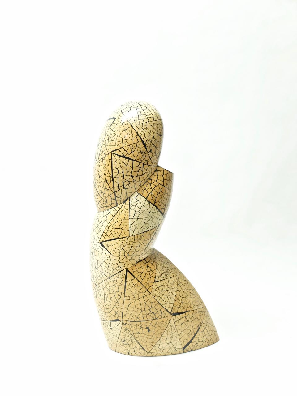 Große Vase aus geschwungenem Bambus R&Y Augousti mit Craquelé-Design (Belle Époque) im Angebot