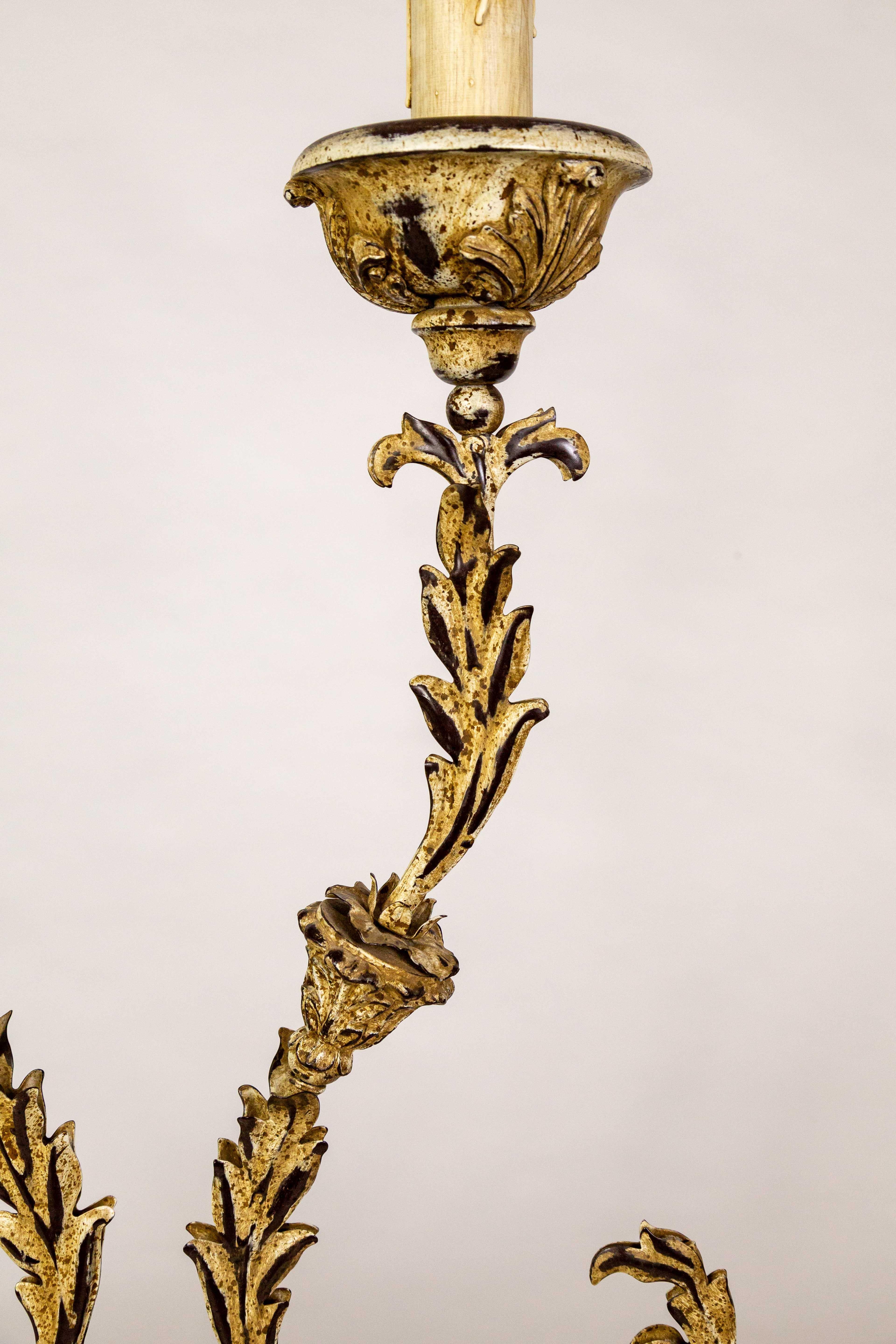 Painted Tall Curved Metal Foliate Lamps - Pair For Sale