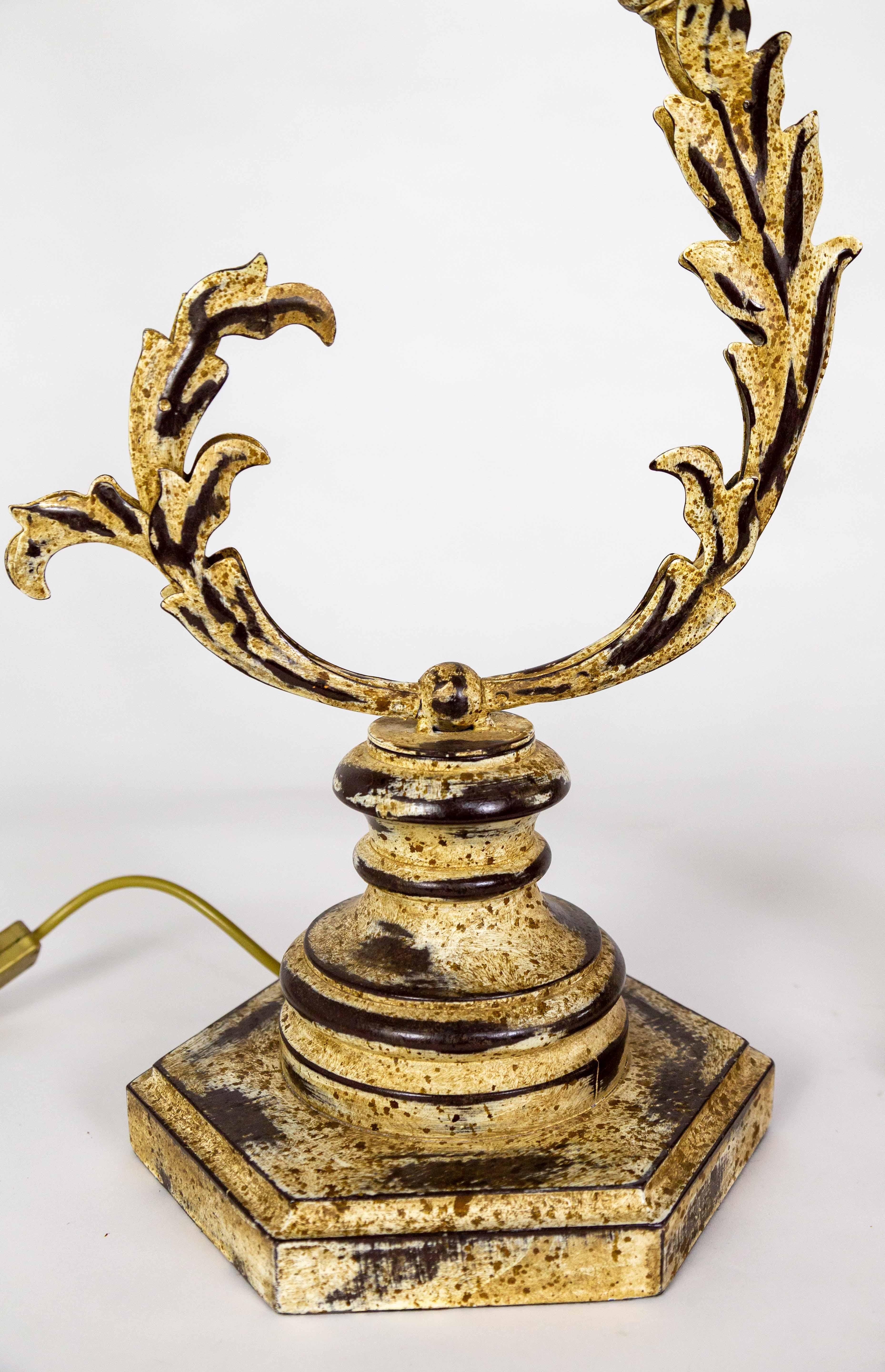 Tall Curved Metal Foliate Lamps - Pair For Sale 4