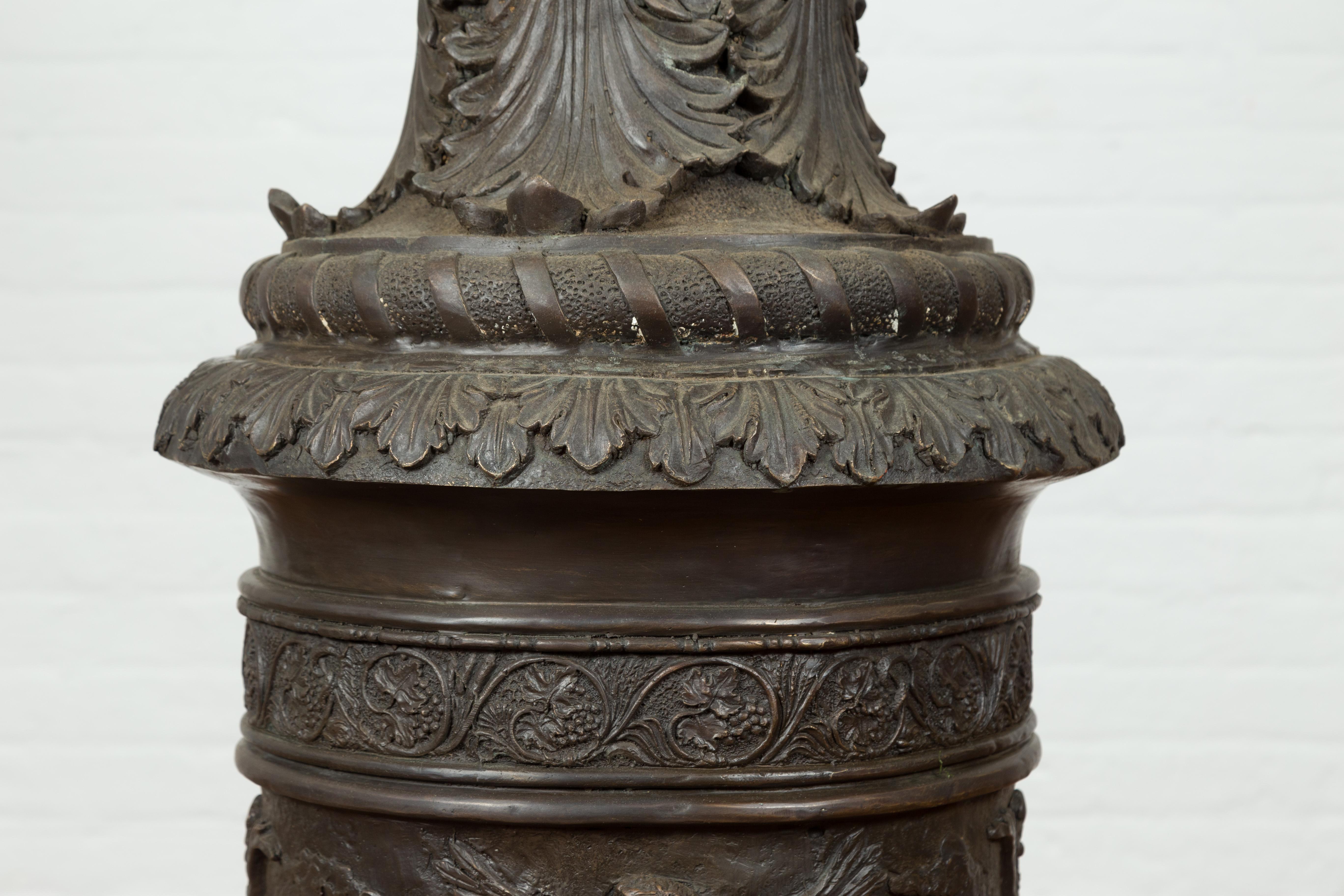 Tall Custom Made Cast Bronze Urn on Pedestal with Lion Head Handles 6