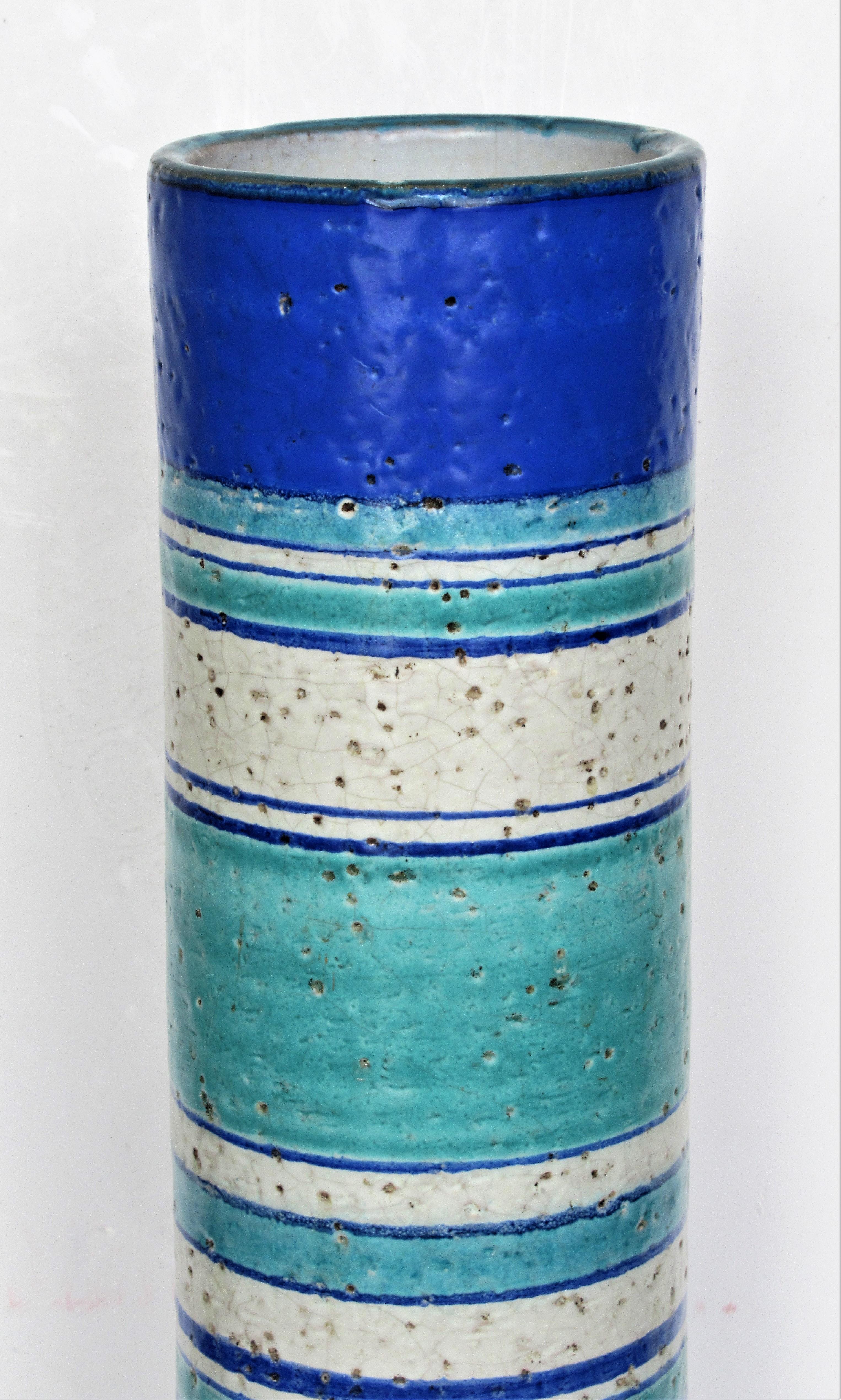Tall Cylindrical Italian Pottery Vase by Bitossi 3