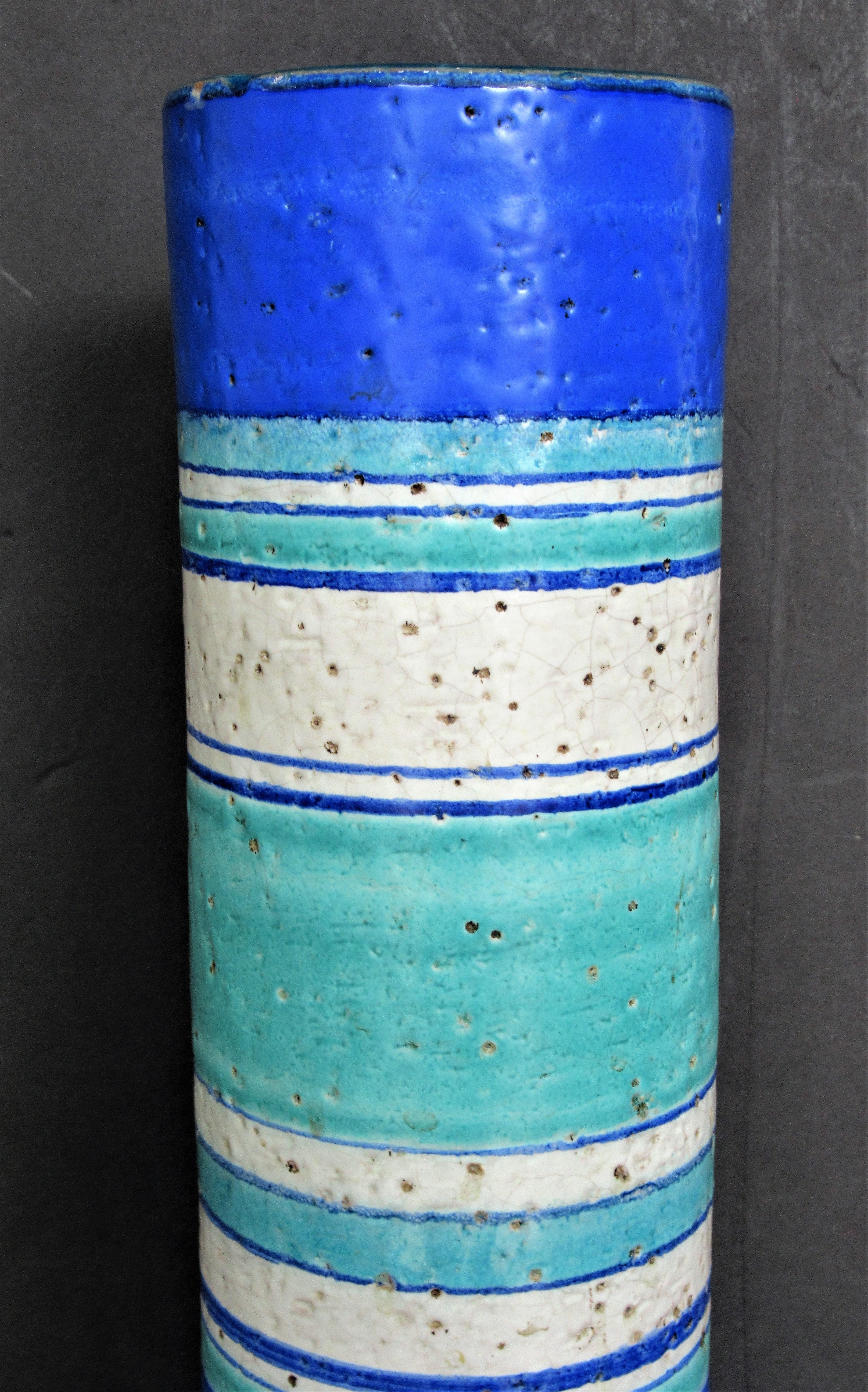 Tall Cylindrical Italian Pottery Vase by Bitossi 7