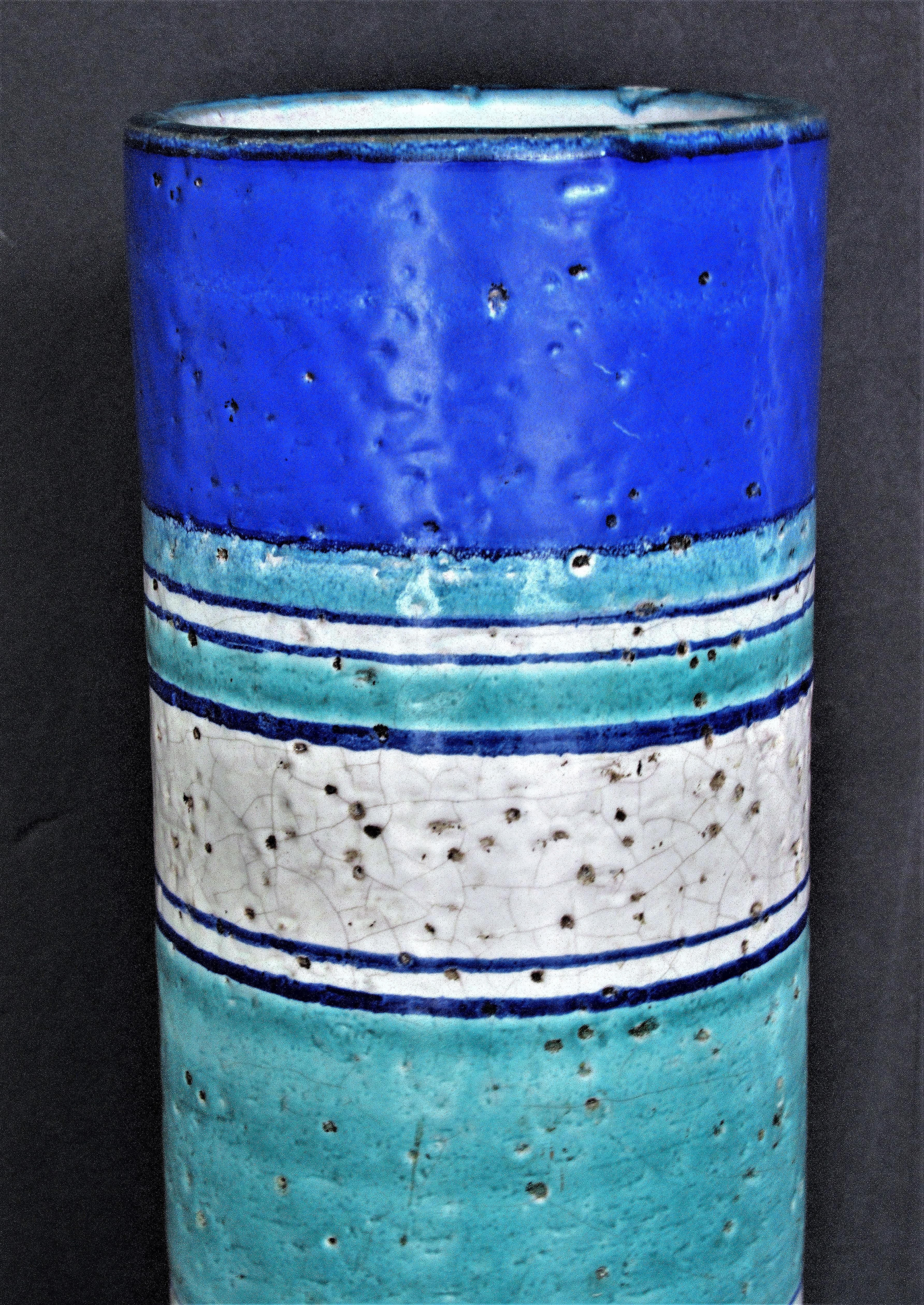 Tall Cylindrical Italian Pottery Vase by Bitossi 9