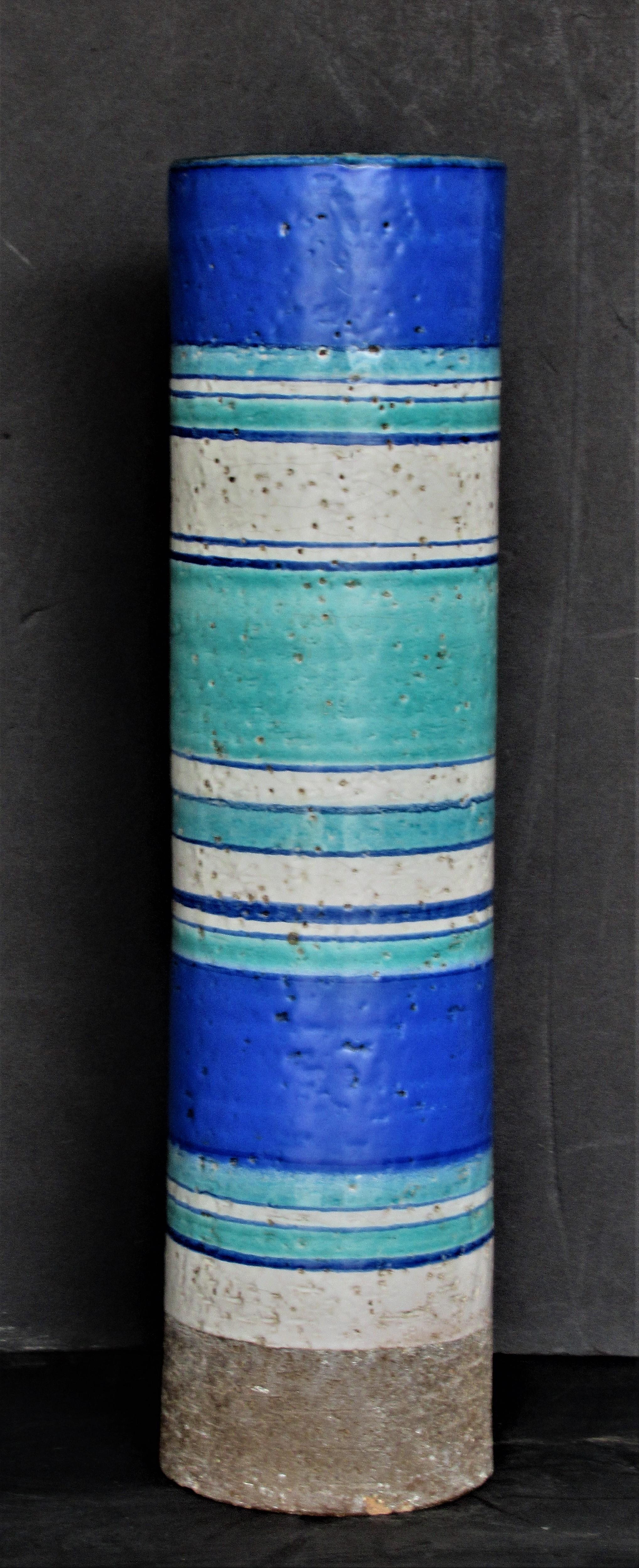 Tall Cylindrical Italian Pottery Vase by Bitossi 11